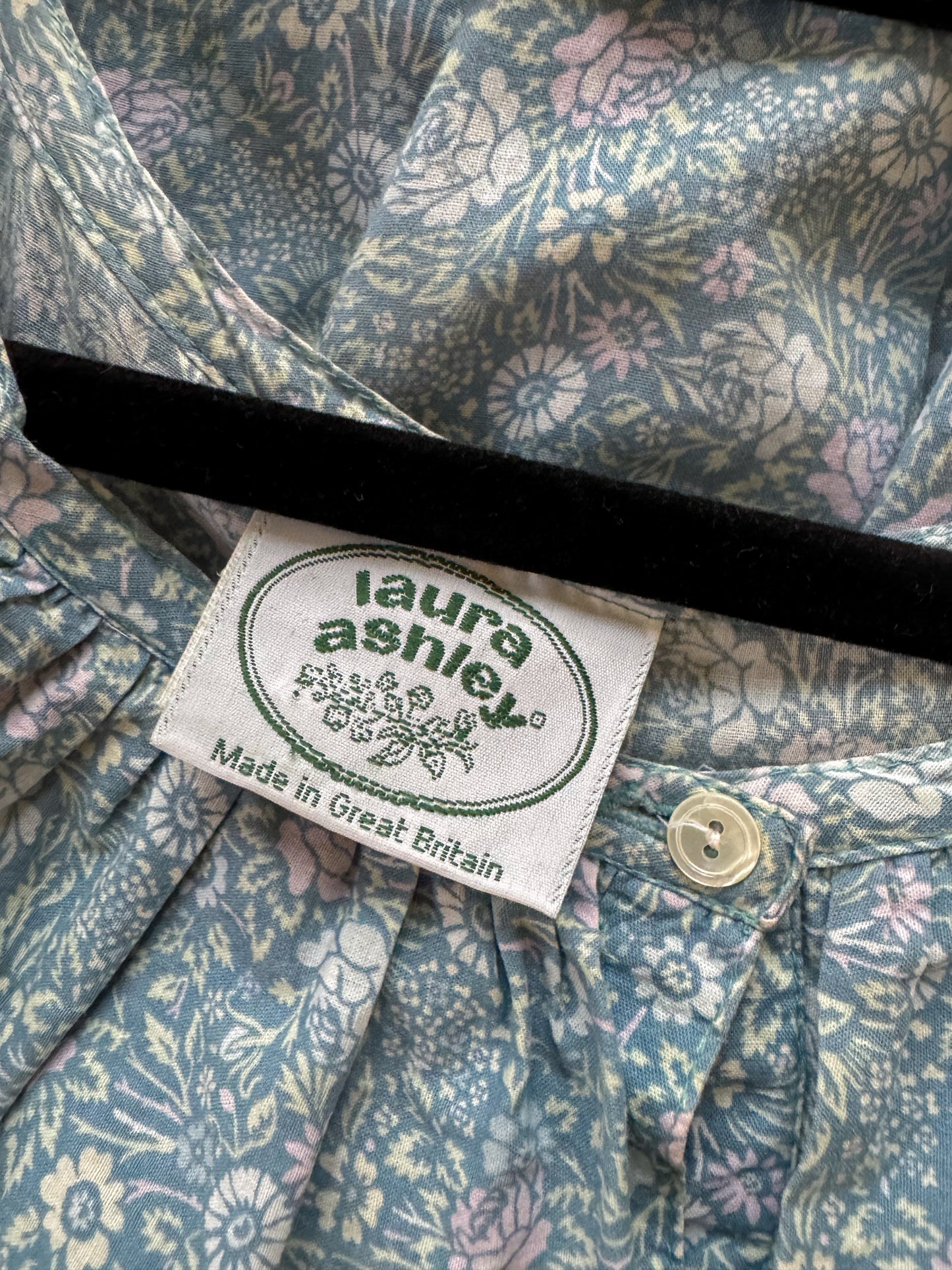 VINTAGE 1980S LAURA ASHLEY CARNO WALES COTTON FLORAL RUFFLE PRAIRIE DRESS M