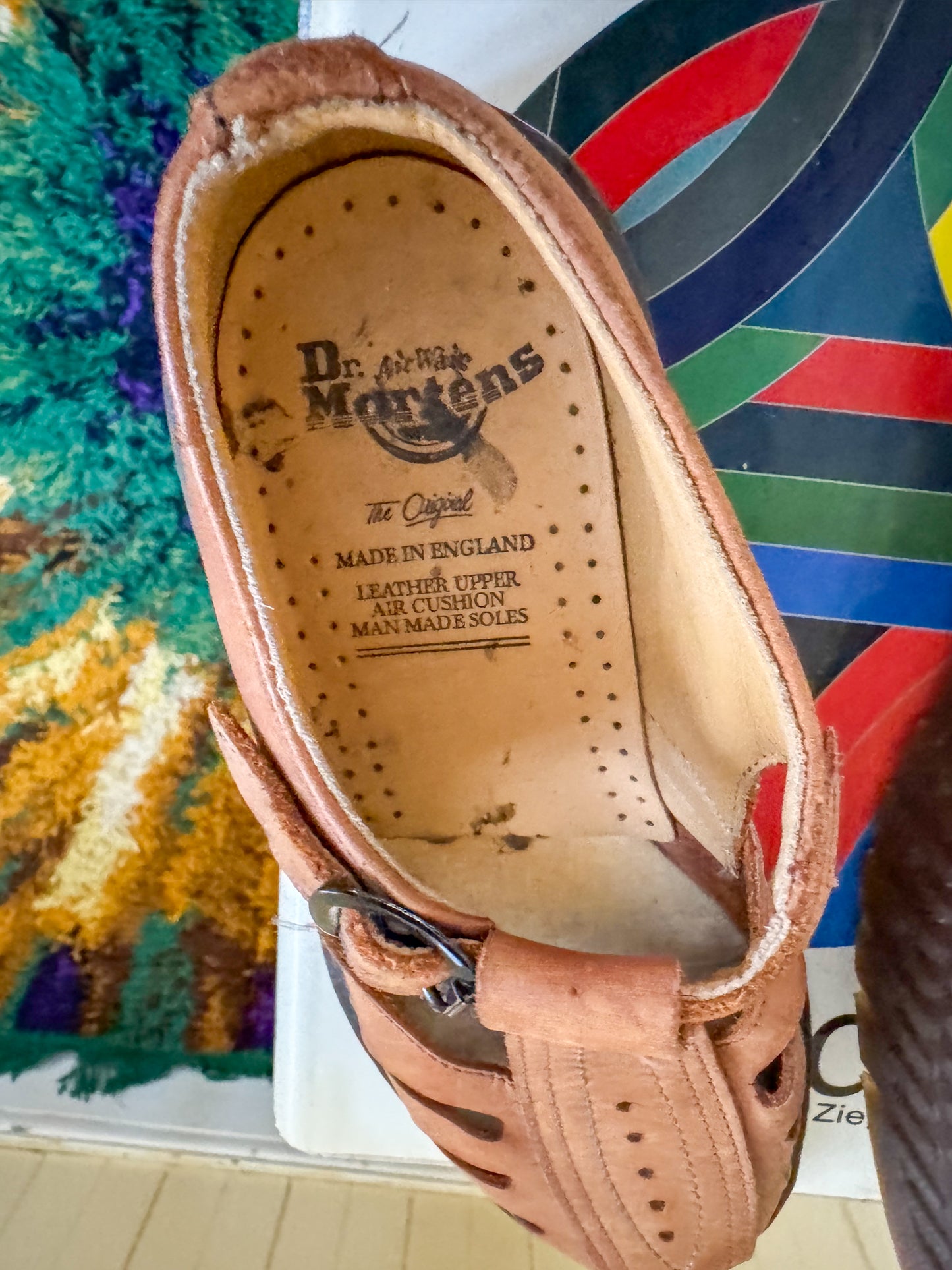 VINTAGE 1990S ENGLISH DR DOC MARTENS LEATHER MARY JANES FISHERMAN SANDALS UK 3/AUS 5