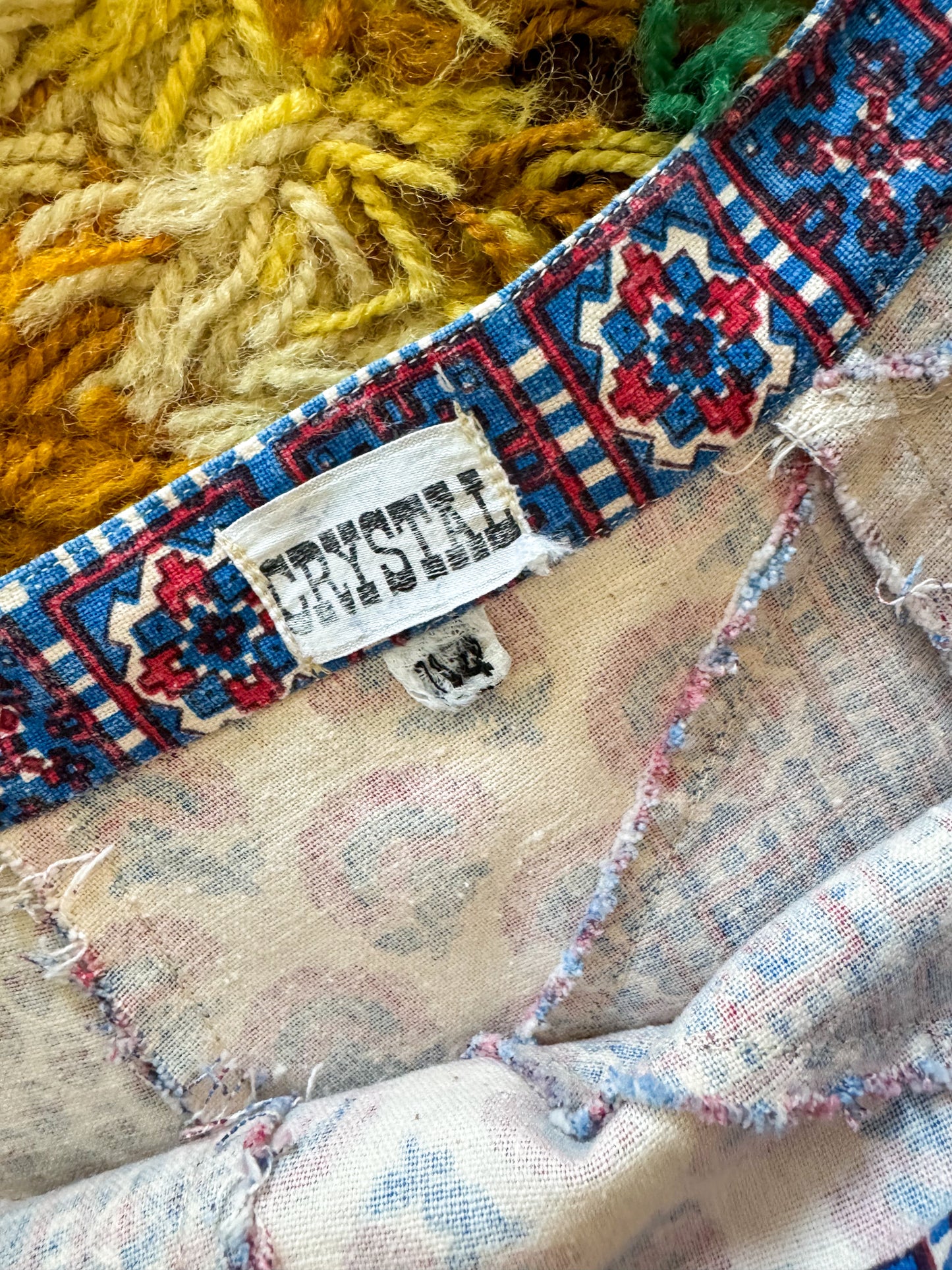 VINTAGE 1970S CRYSTAL COTTON PATCHWORK PRINT A-LINE MAXI SKIRT M