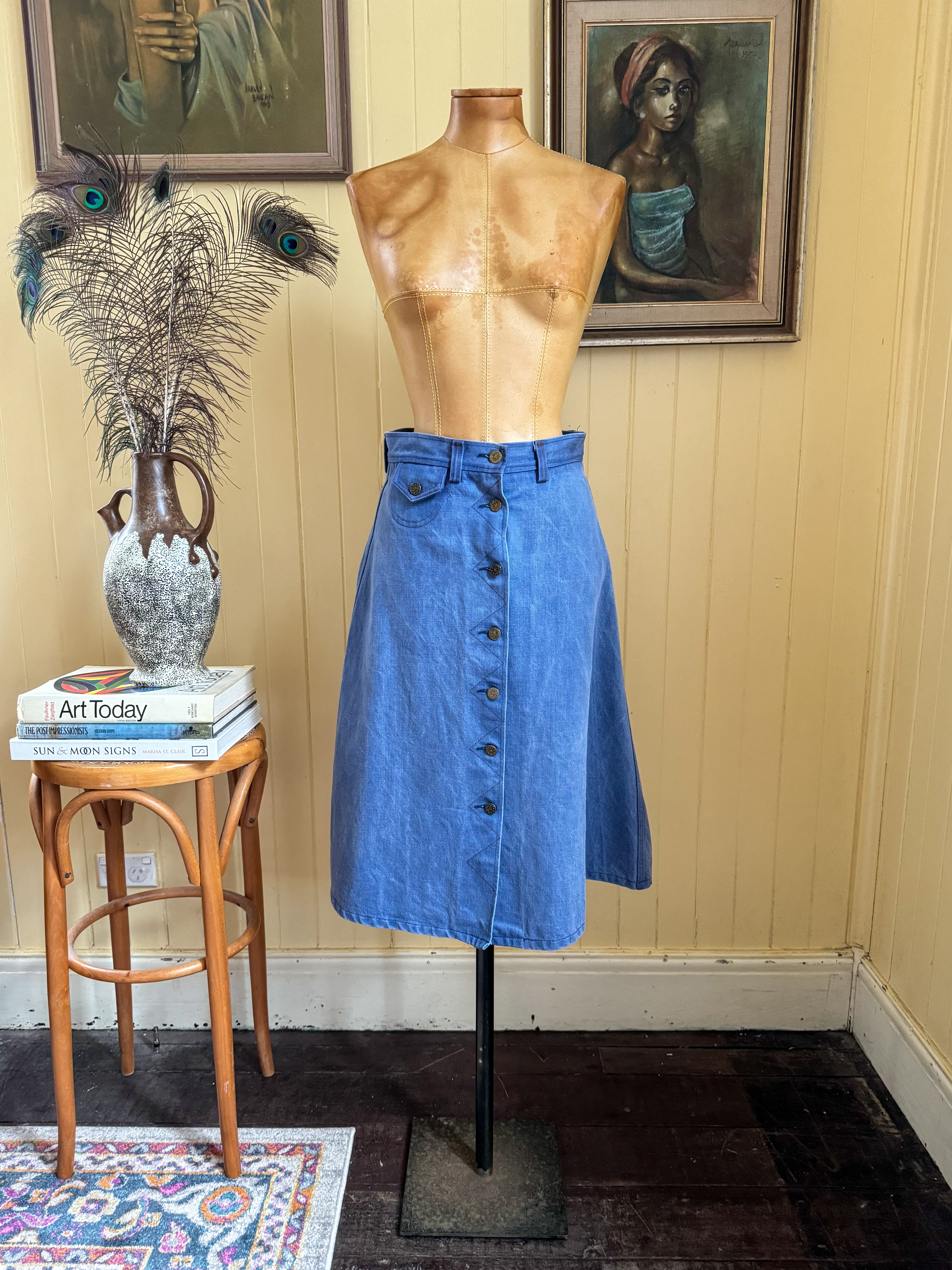 A line button through denim skirt hotsell