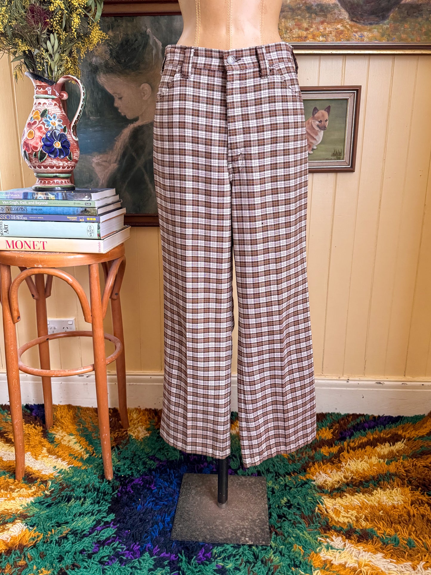 VINTAGE 1970S LEVI’S GENTLEMAN’S JEANS PLAID CHECK PANTS M/L