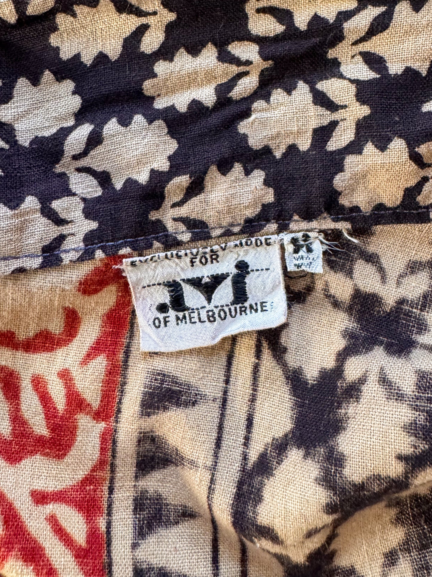 VINTAGE 1970S IVI INDIAN COTTON BLOCK PRINT WRAP MAXI SKIRT M