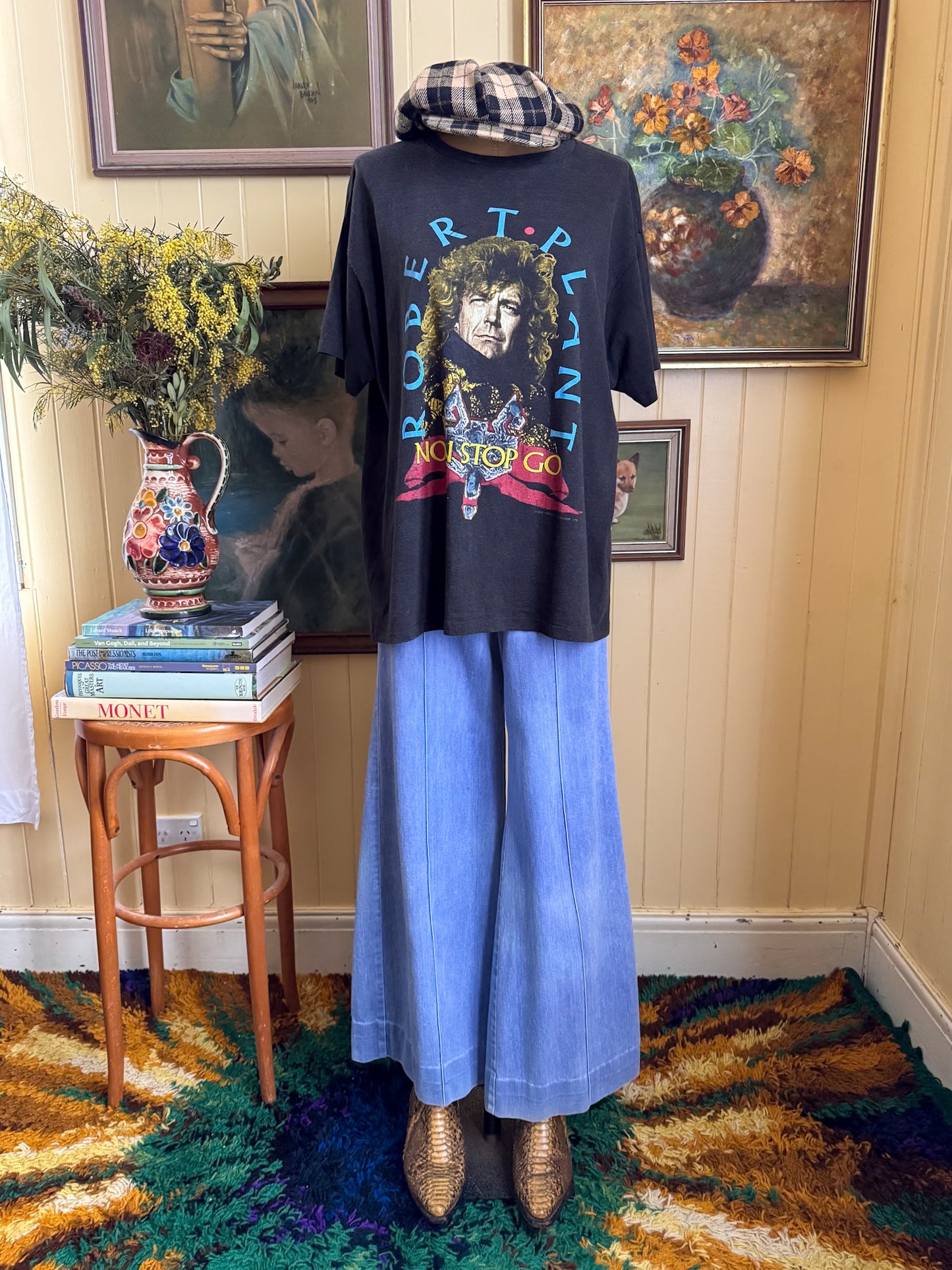 VINTAGE 1988 ROBERT PLANT NON-STOP GO WORLD TOUR PRINT BAND TSHIRT L/XL