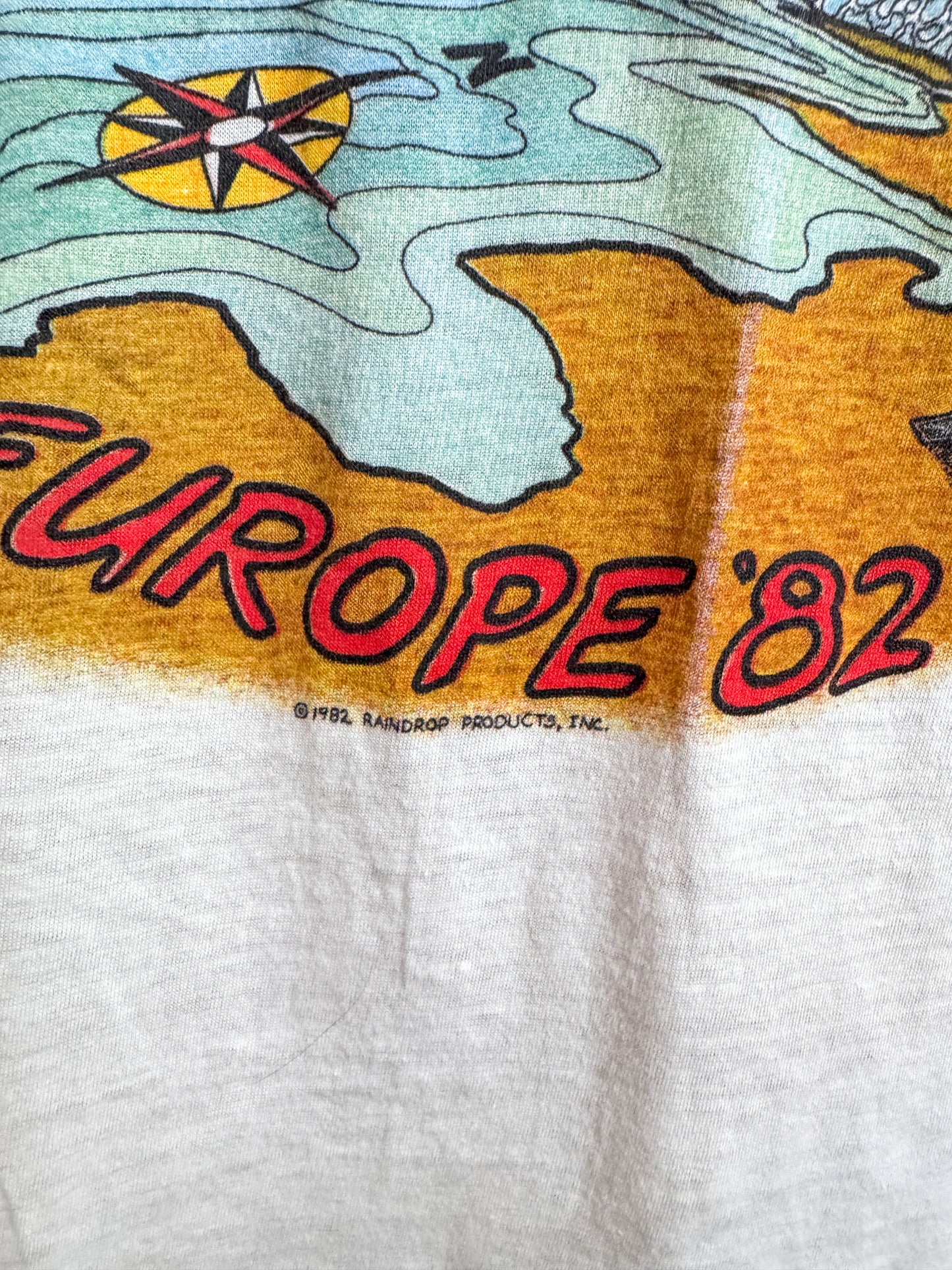 VINTAGE 1982 THE ROLLING STONES EUROPE TOUR PRINT RAGLAN TSHIRT M/L