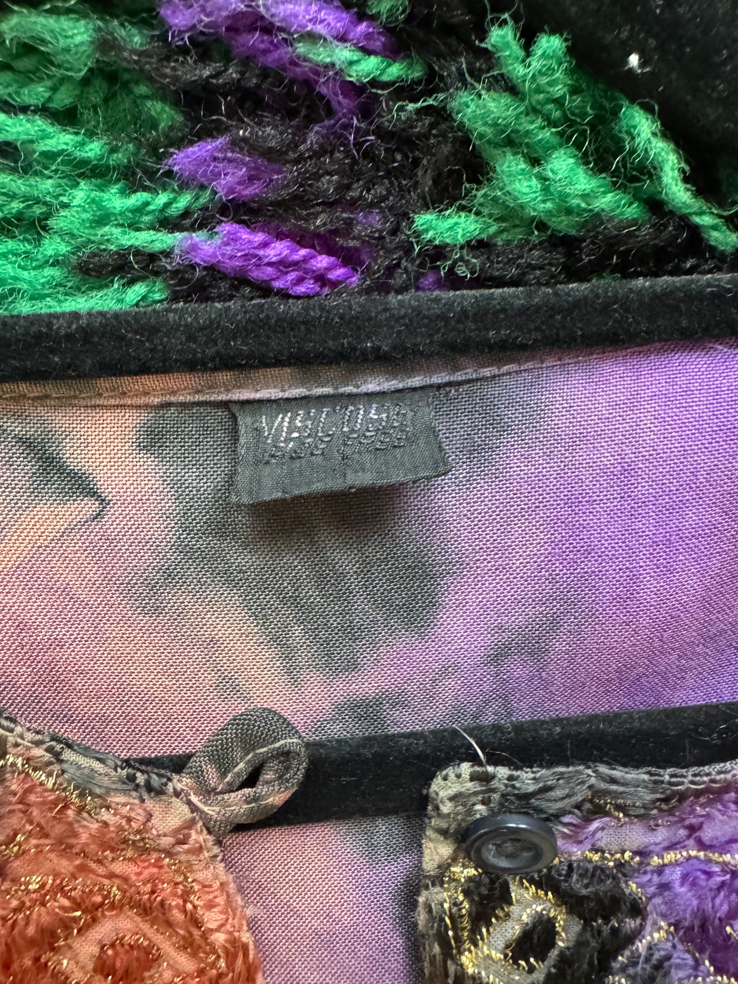 VINTAGE 1990S INDIAN VISCOSE TIE-DYE EMBROIDERED BALLOON SLEEVE TUNIC BLOUSE M