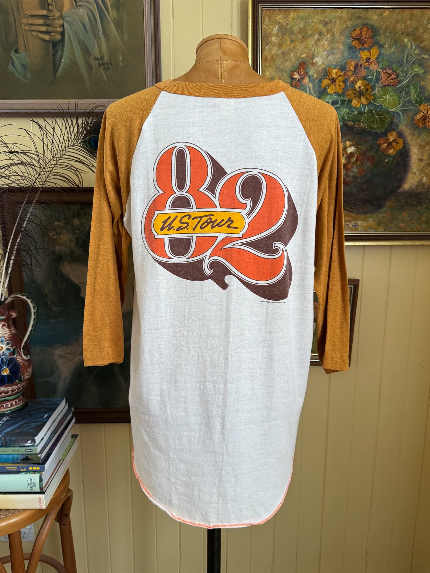 VINTAGE 1982 KENNY ROGERS US TOUR PRINT RAGLAN TSHIRT L/XL
