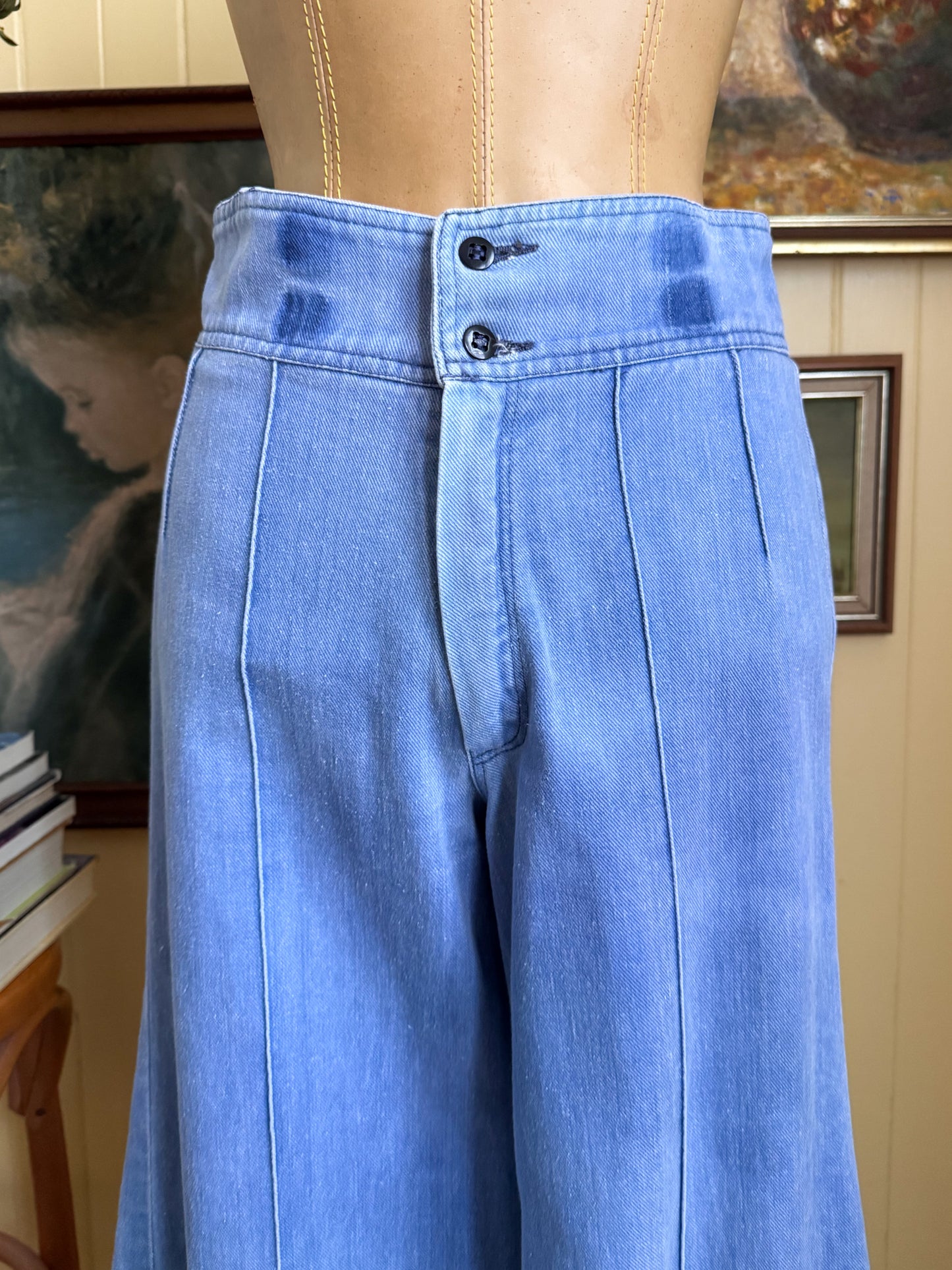 VINTAGE 1970S JUDAS HIGH WAIST BELLBOTTOM FLARE DENIM JEANS XS