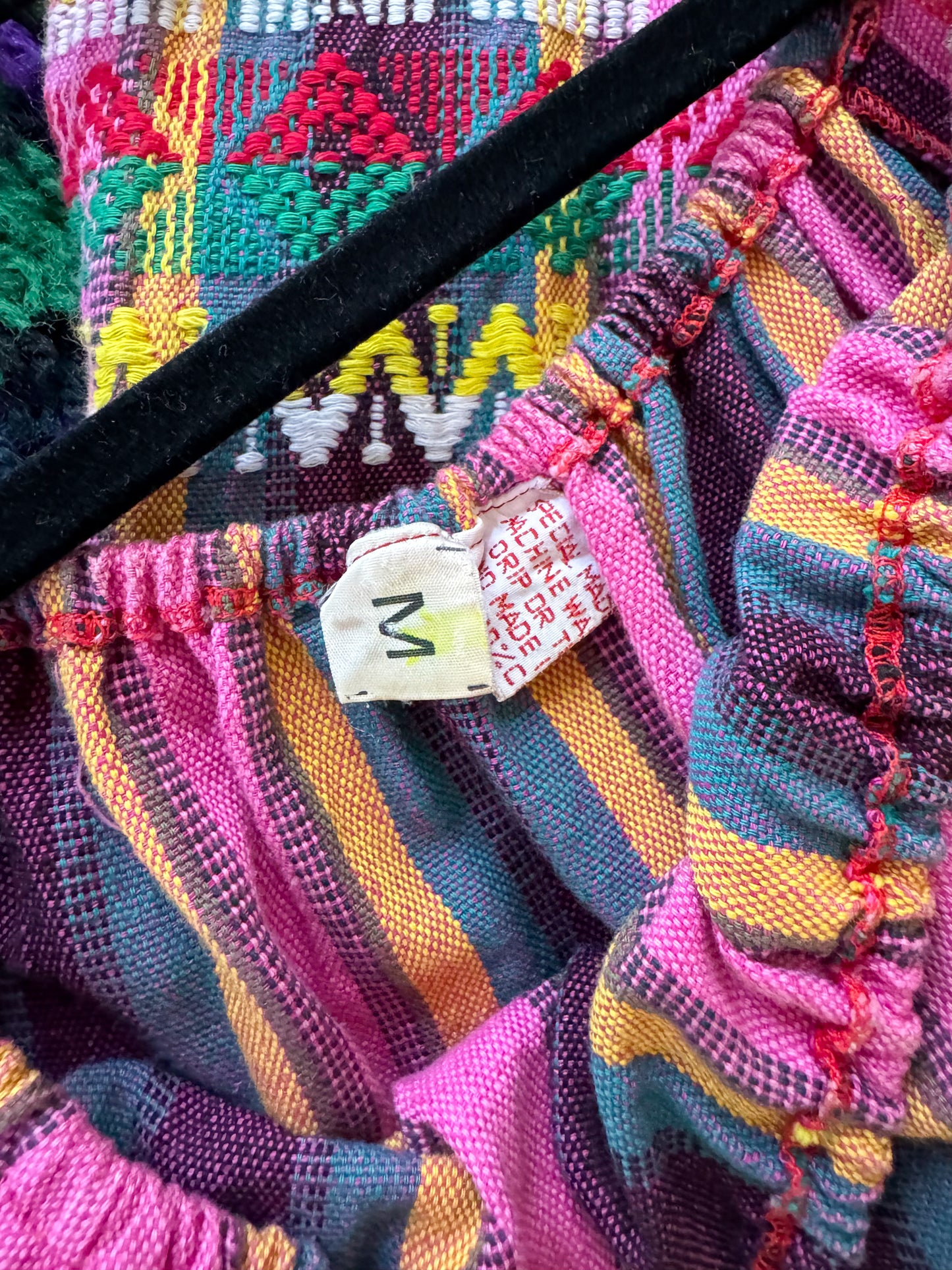 VINTAGE COTTON HANDWOVEN GUATEMALAN STRIPED EMBROIDERED MAXI DRESS M