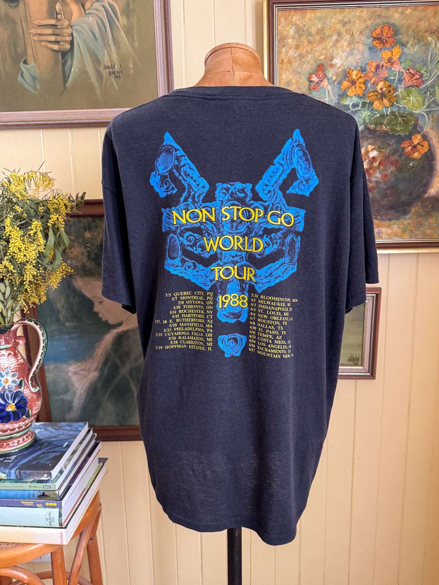 VINTAGE 1988 ROBERT PLANT NON-STOP GO WORLD TOUR PRINT BAND TSHIRT L/XL