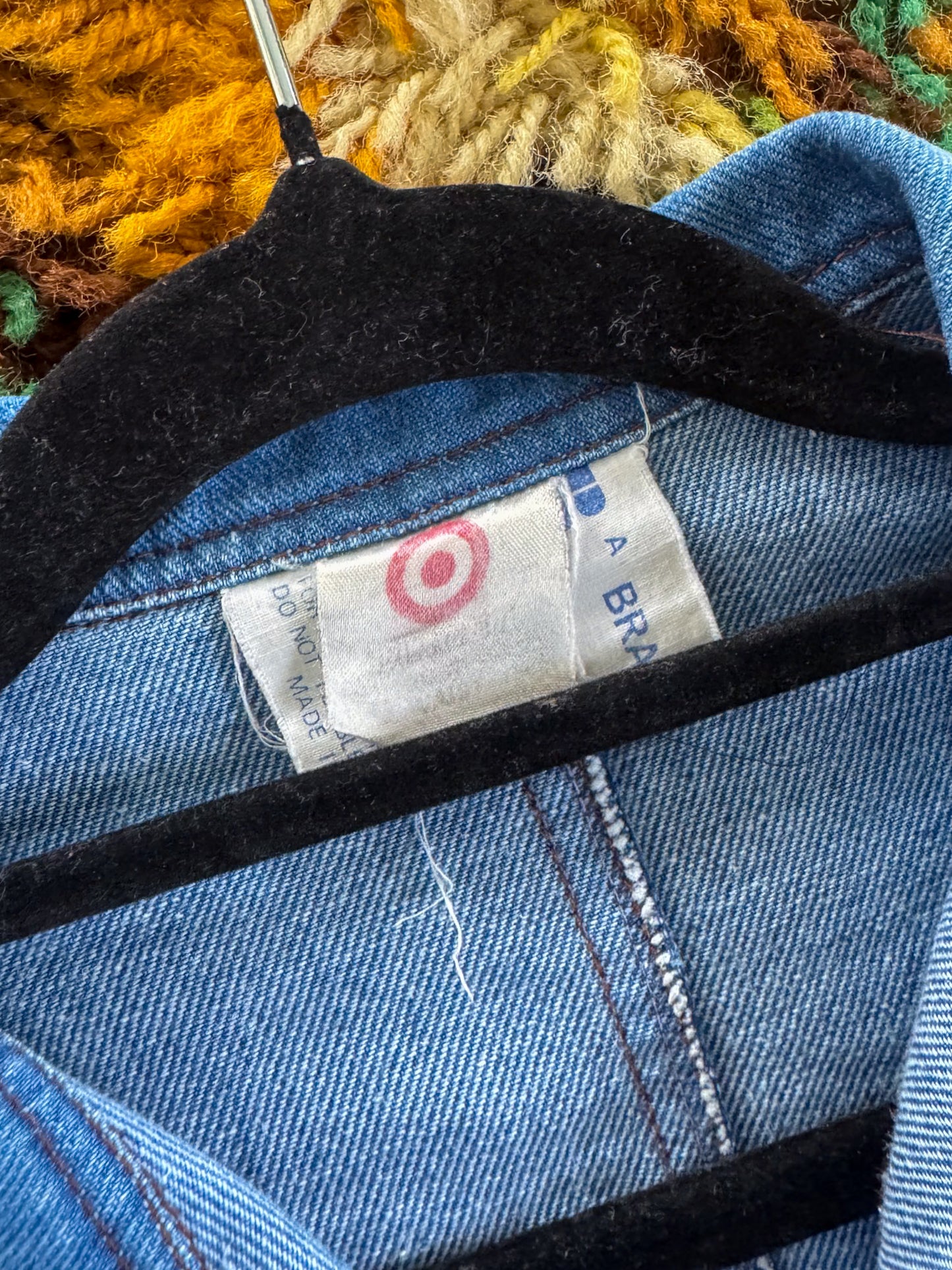 VINTAGE 1970S TARGET BRADMILL COTTON DENIM FITTED BELTED SHIRT JACKET S/M