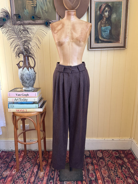 VINTAGE 1980S ITALIAN GIANNI VERSACE PURE WOOL TAILORED TAPERED PANTS S/M
