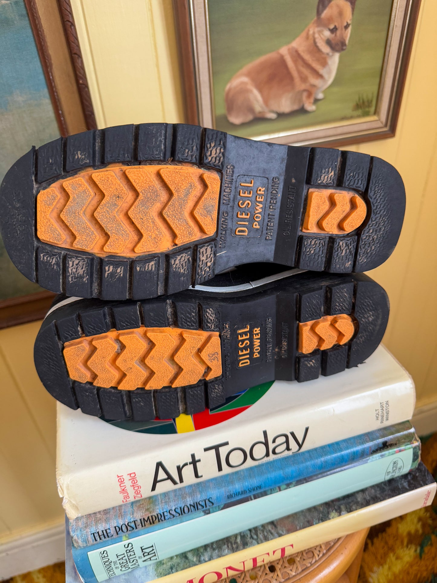 VINTAGE 1990S RARE ITALIAN VANGUARD UNION JACK LEATHER PLATFORM DIESEL SOLE BOOTS 8/38-39