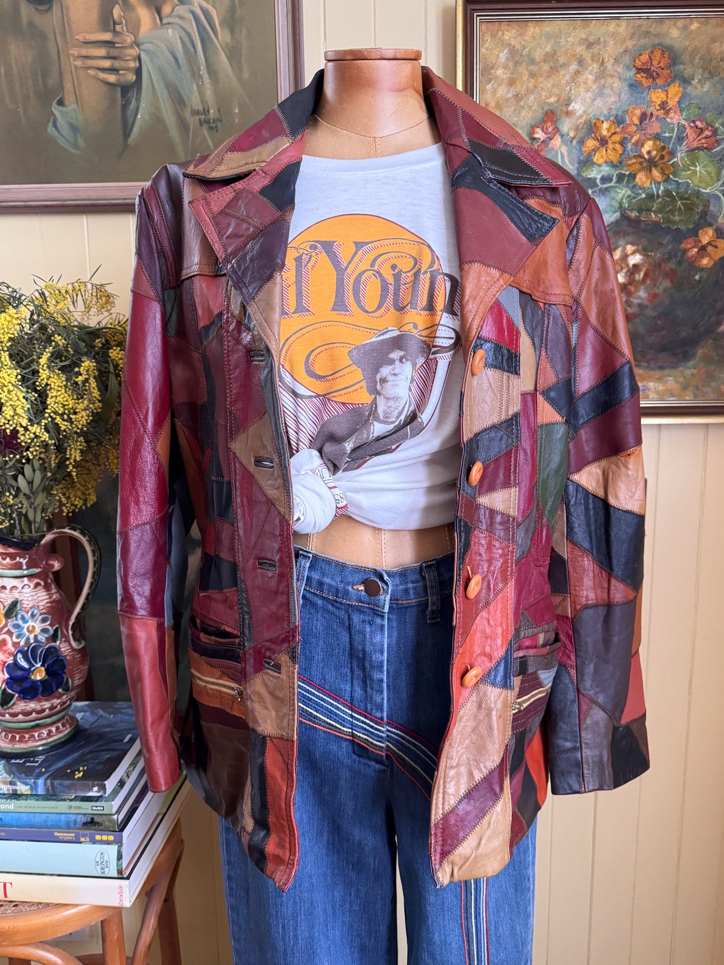 VINTAGE 1985 NEIL YOUNG, CRAZY HORSE + THE INTERNATIONAL HARVEST AUSTRALIA NZ TOUR PRINT BAND TSHIRT M