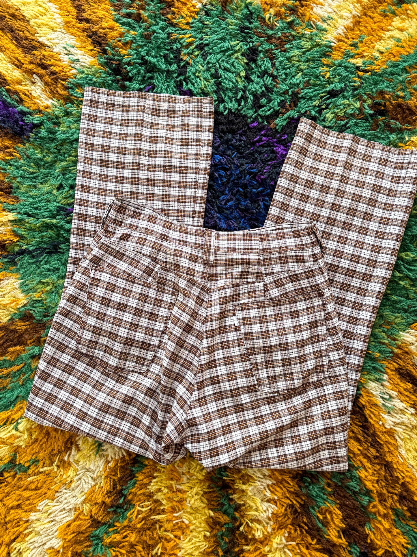 VINTAGE 1970S LEVI’S GENTLEMAN’S JEANS PLAID CHECK PANTS M/L