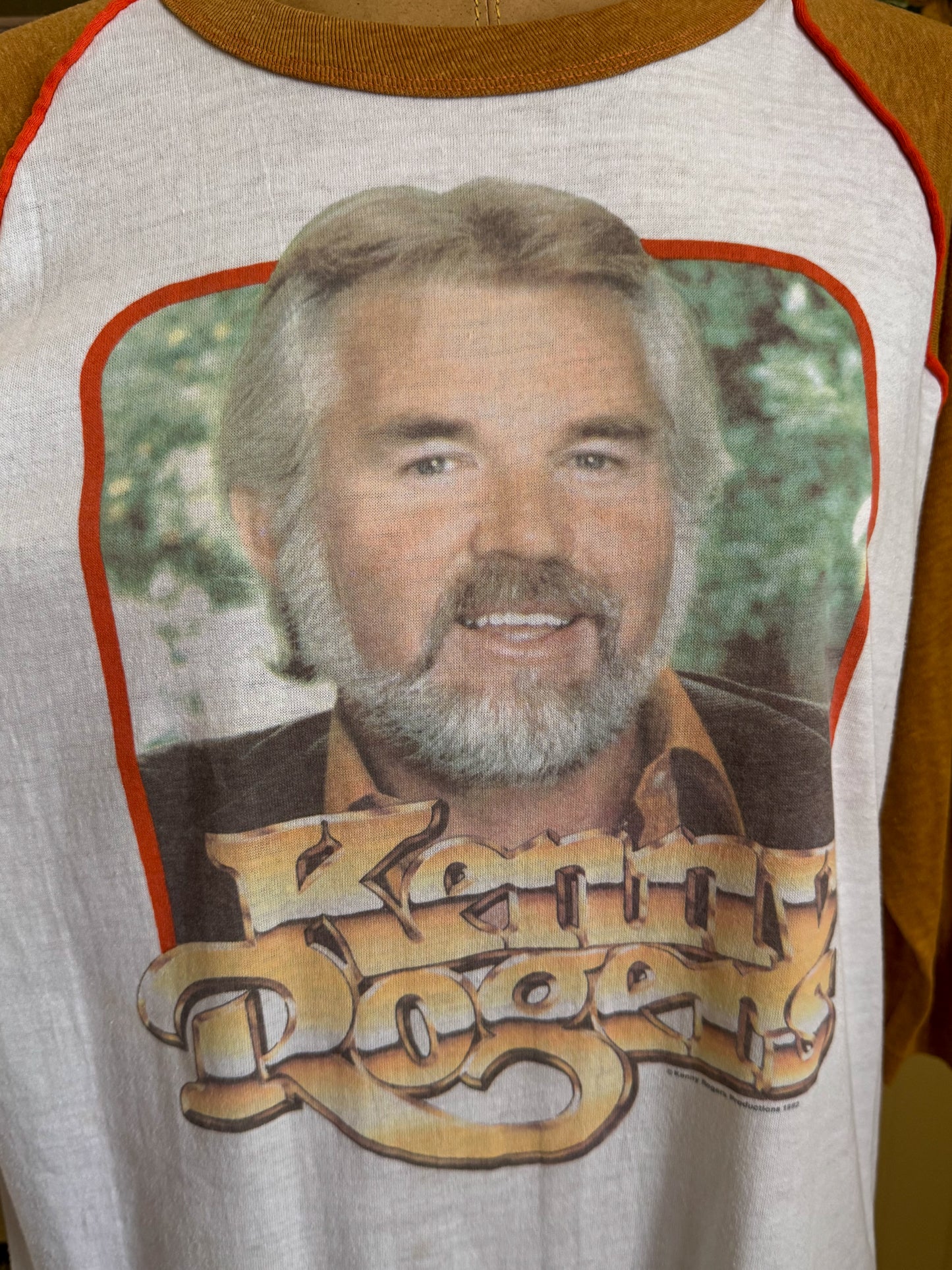 VINTAGE 1982 KENNY ROGERS US TOUR PRINT RAGLAN TSHIRT L/XL