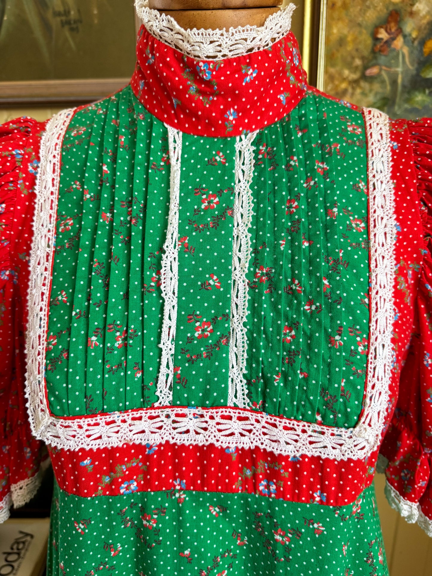 VINTAGE 1970S RARE AUSTRALIAN LAURA ASHLEY COTTON PRAIRIE MAXI DRESS S