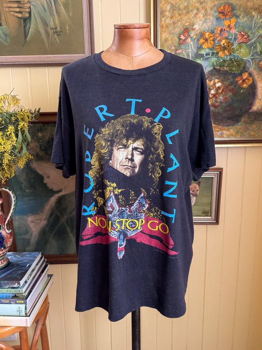 VINTAGE 1988 ROBERT PLANT NON-STOP GO WORLD TOUR PRINT BAND TSHIRT L/XL