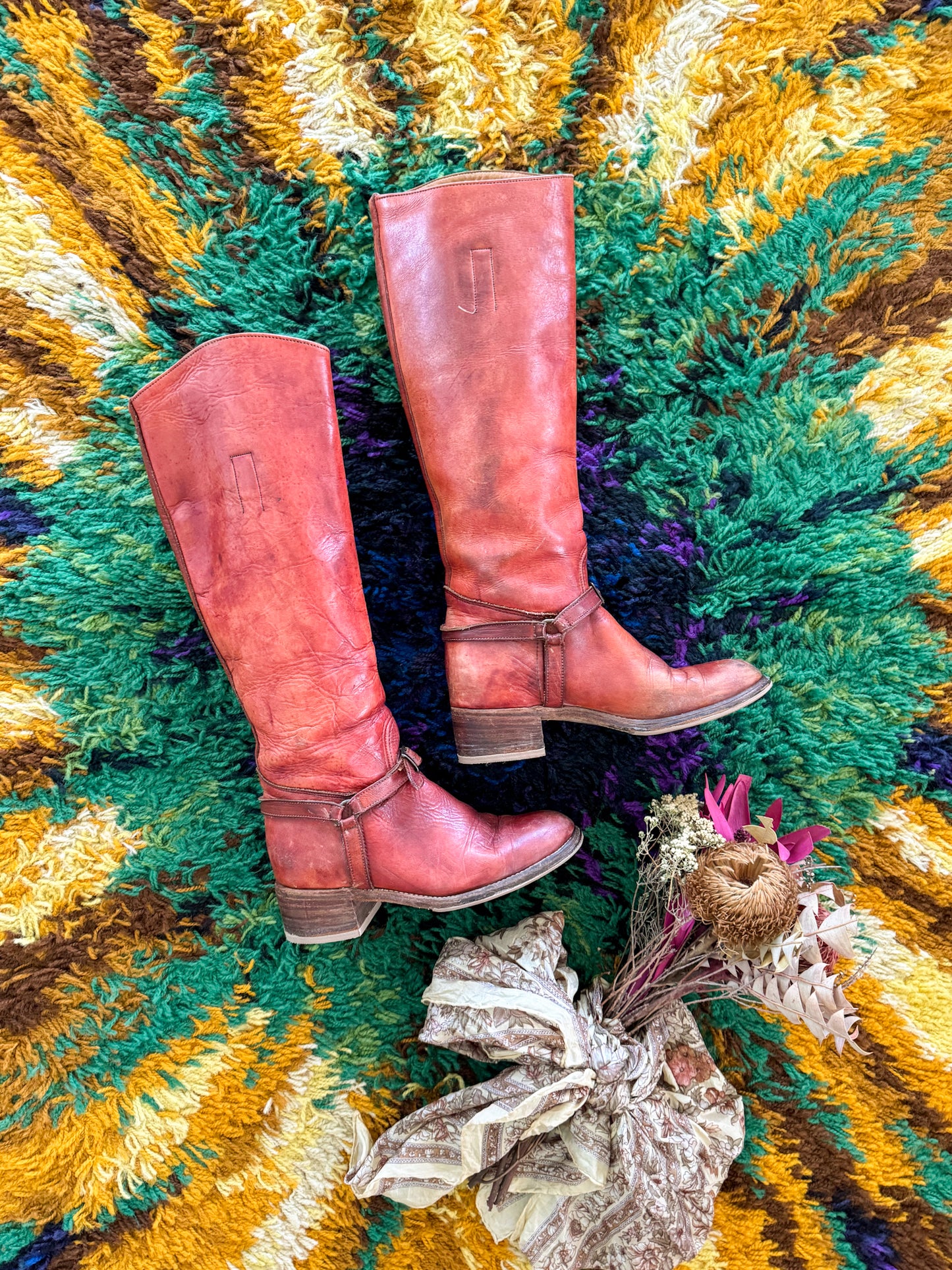 VINTAGE FRYE BLACK LABEL LEATHER TALL HARNESS RIDING BOOTS 6.5