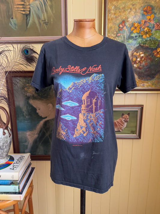 VINTAGE 1982 CROSBY STILLS AND NASH DAYLIGHT AGAIN TOUR PRINT SINGLE STITCH TSHIRT S