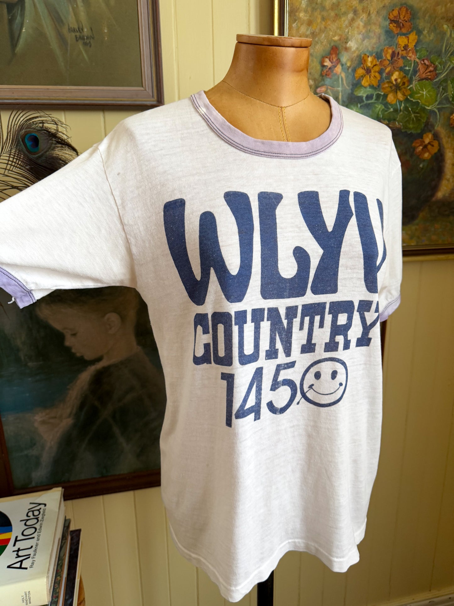VINTAGE 1970S AMERICAN WLYV COUNTRY RADIO OHIO PRINT RINGER TSHIRT M