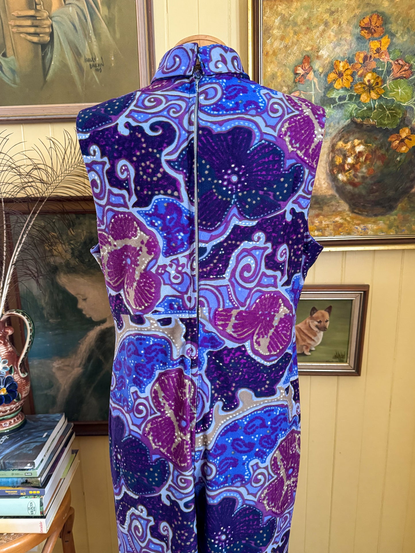 VINTAGE 1970S TRICEL PSYCHEDELIC PRINT WIDE LEG JUMPSUIT M/L
