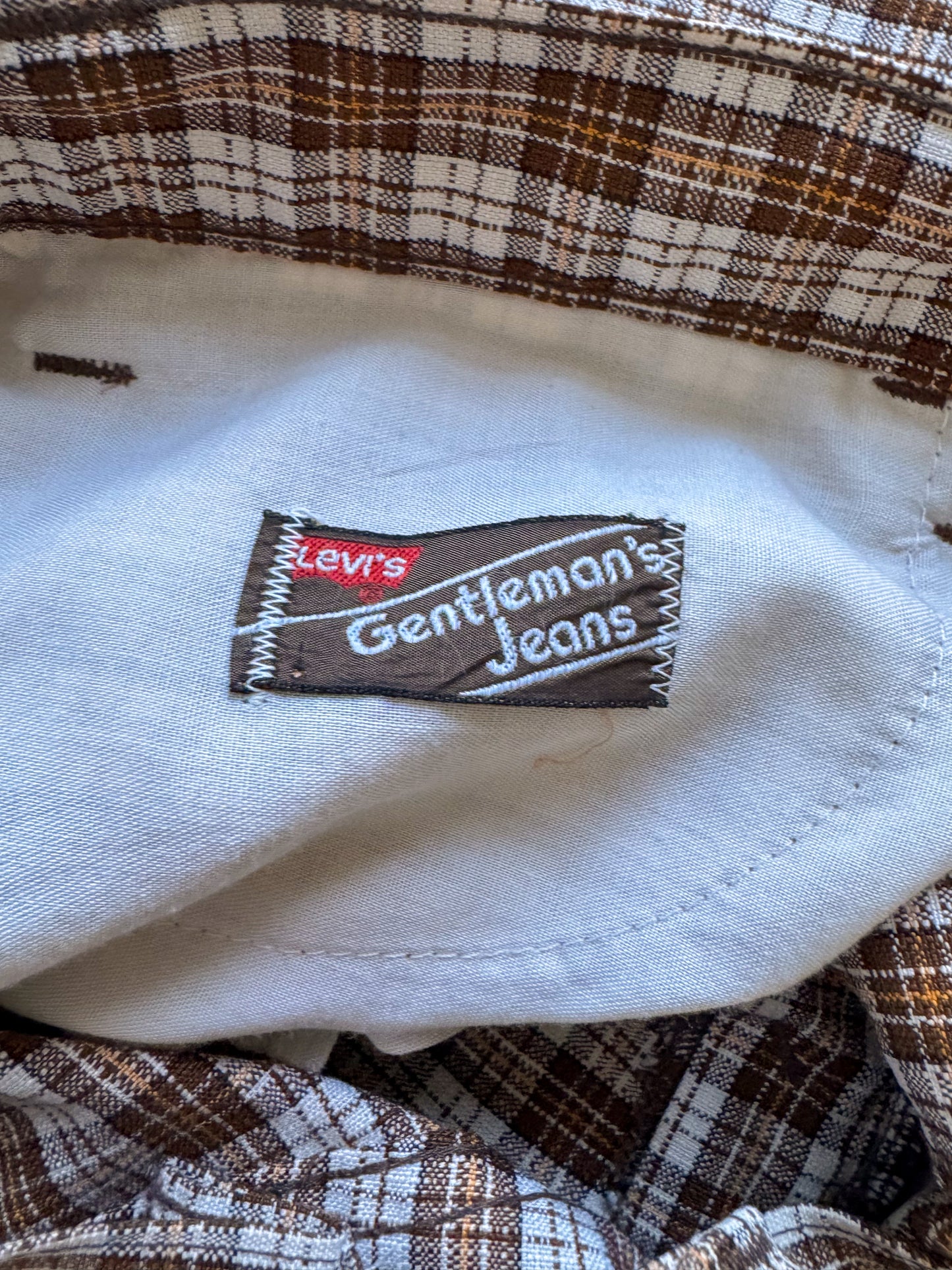 VINTAGE 1970S LEVI’S GENTLEMAN’S JEANS PLAID CHECK PANTS M/L