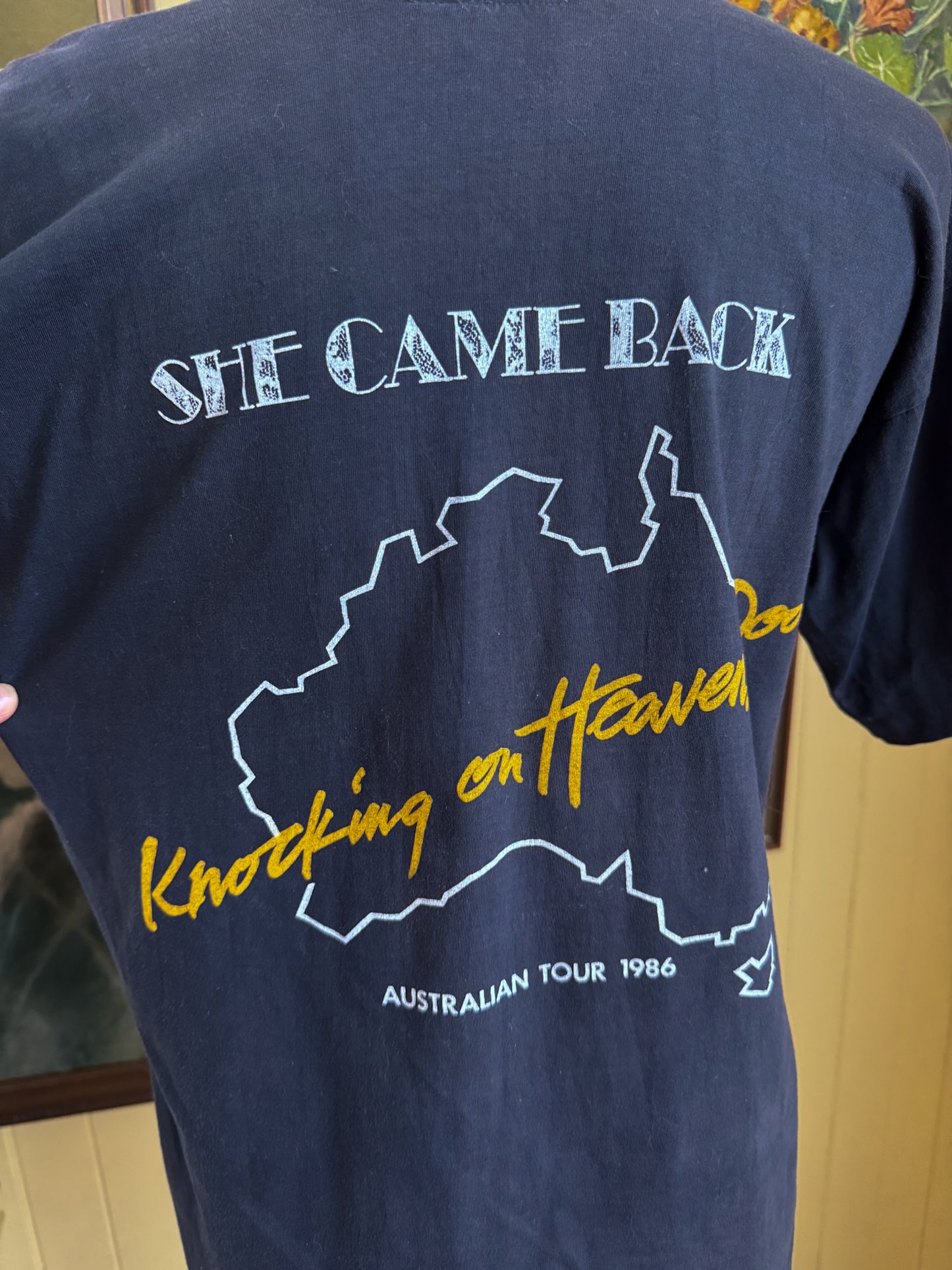 VINTAGE 1986 STEVIE NICKS KNOCKING ON HEAVENS DOOR AUSTRALIAN TOUR PRINT SINGLE STITCH TSHIRT M