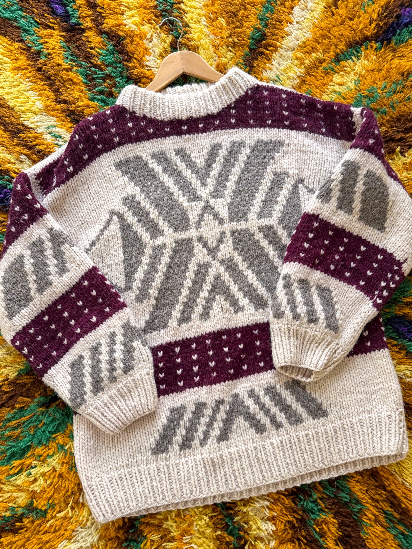 VINTAGE 1990S PROMISED LAND ECUADOR 100% WOOL CHUNKY KNIT JUMPER L