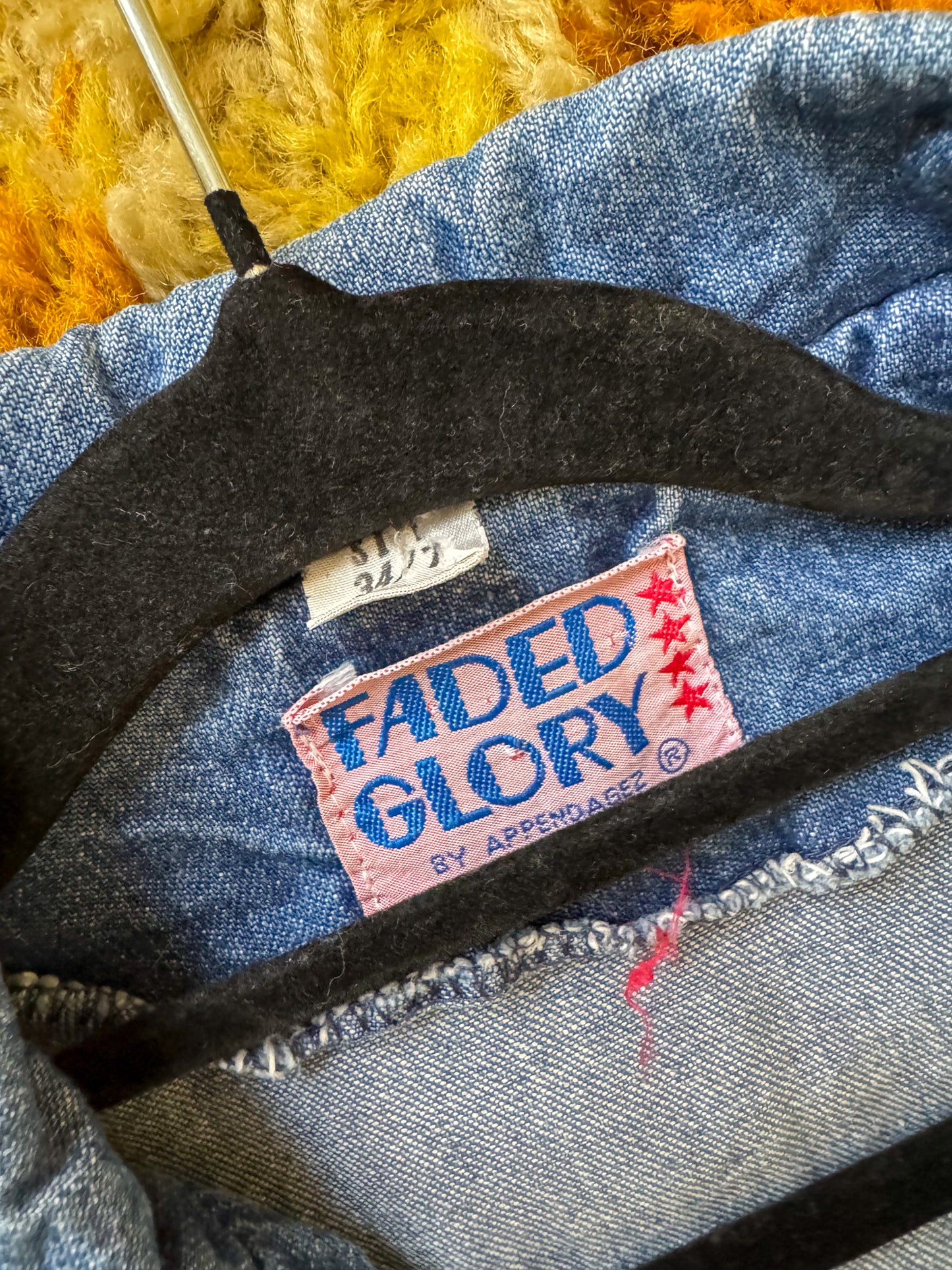 VINTAGE 1970S FADED GLORY COTTON DENIM FITTED BLAZER JACKET XS/S