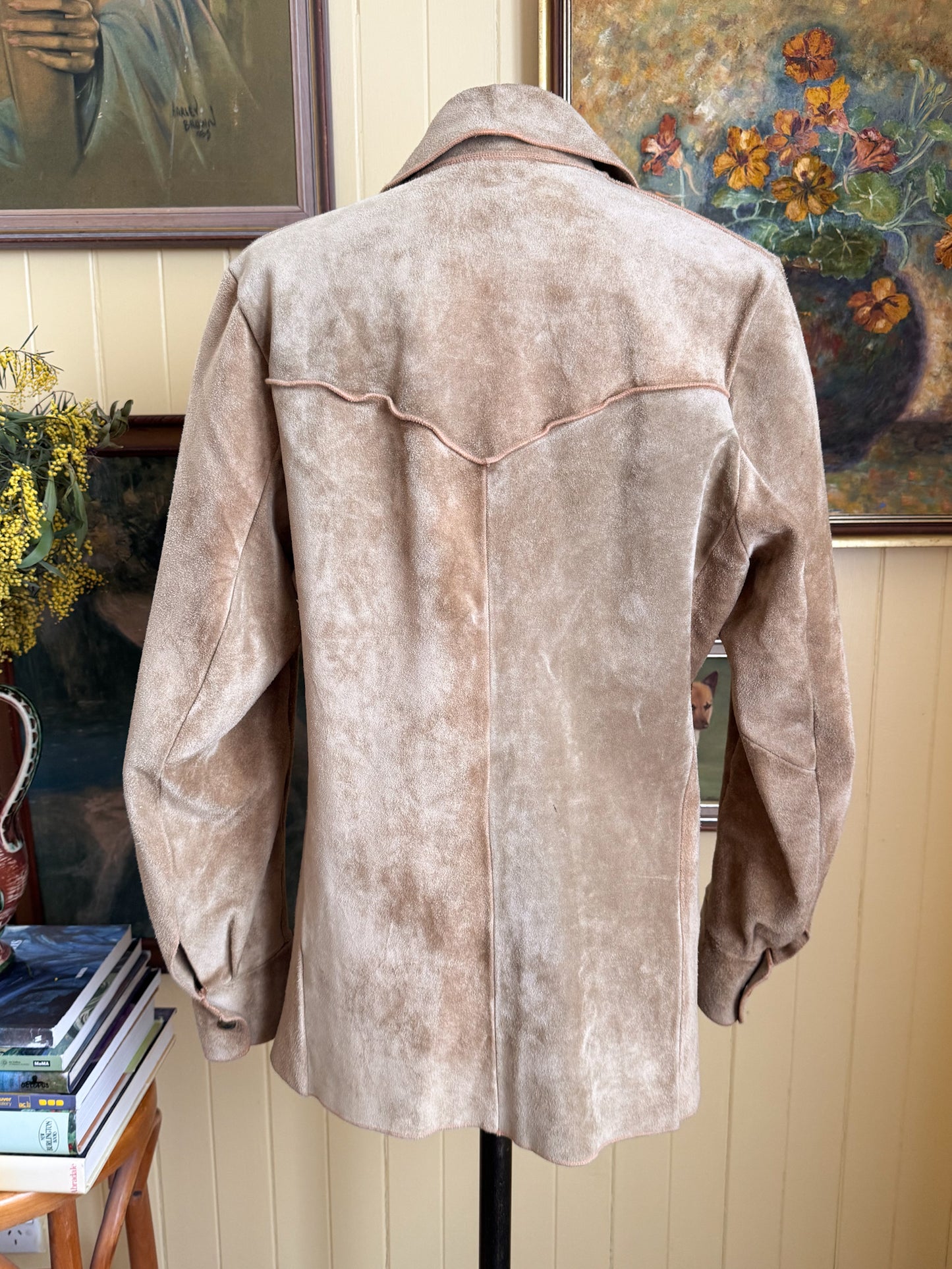 VINTAGE 1970S AUSTRALIAN STEED SUEDE LEATHER SHIRT JACKET S/M