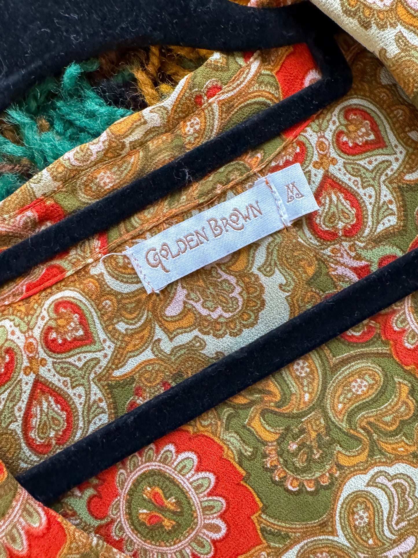 PRELOVED GOLDEN BROWN THE LABEL PAISLEY SILK BUTTON THROUGH BLOUSE M