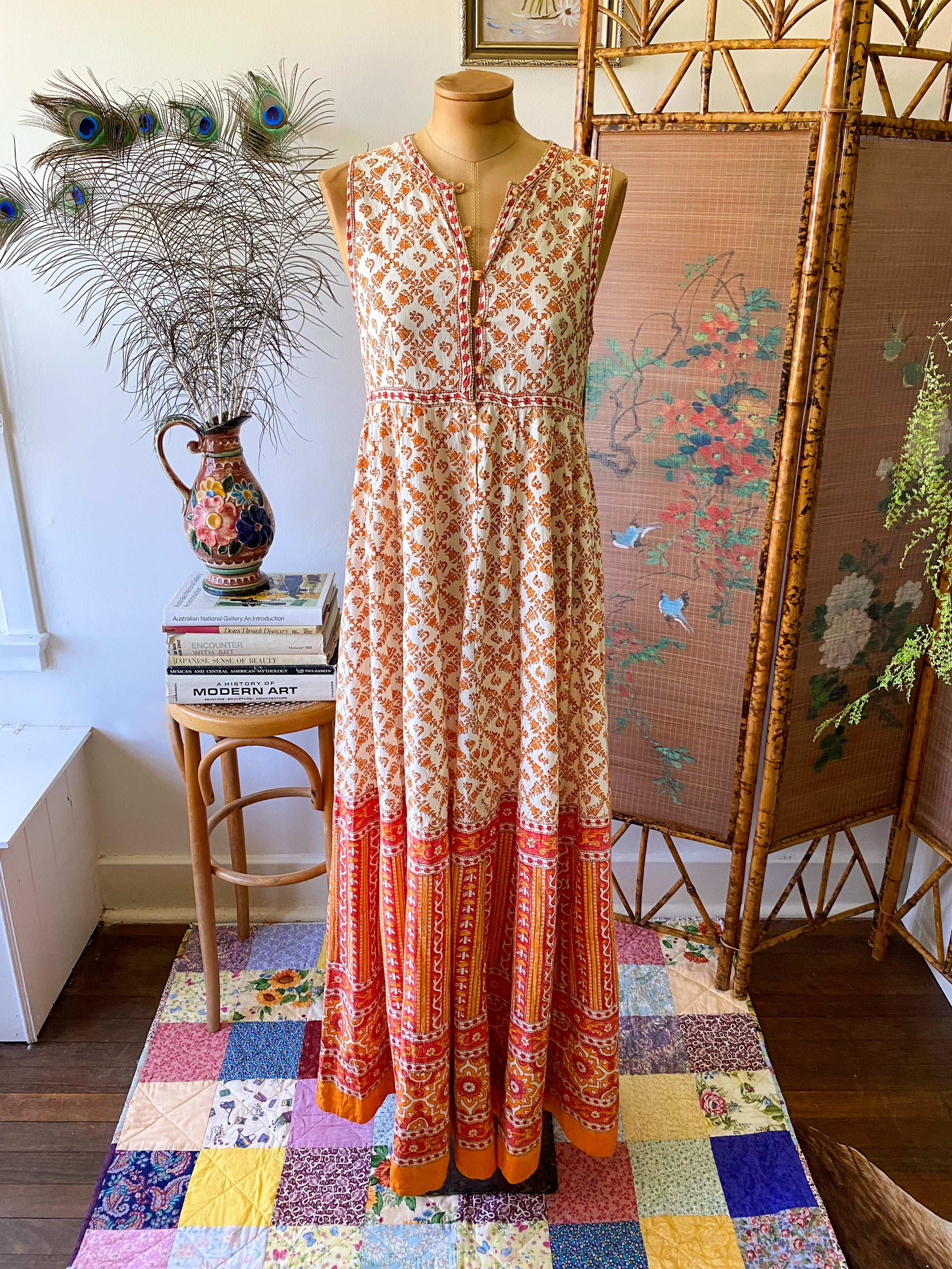 1970s Vintage Indian Cotton Maxi Dressワンピース - ロング ...