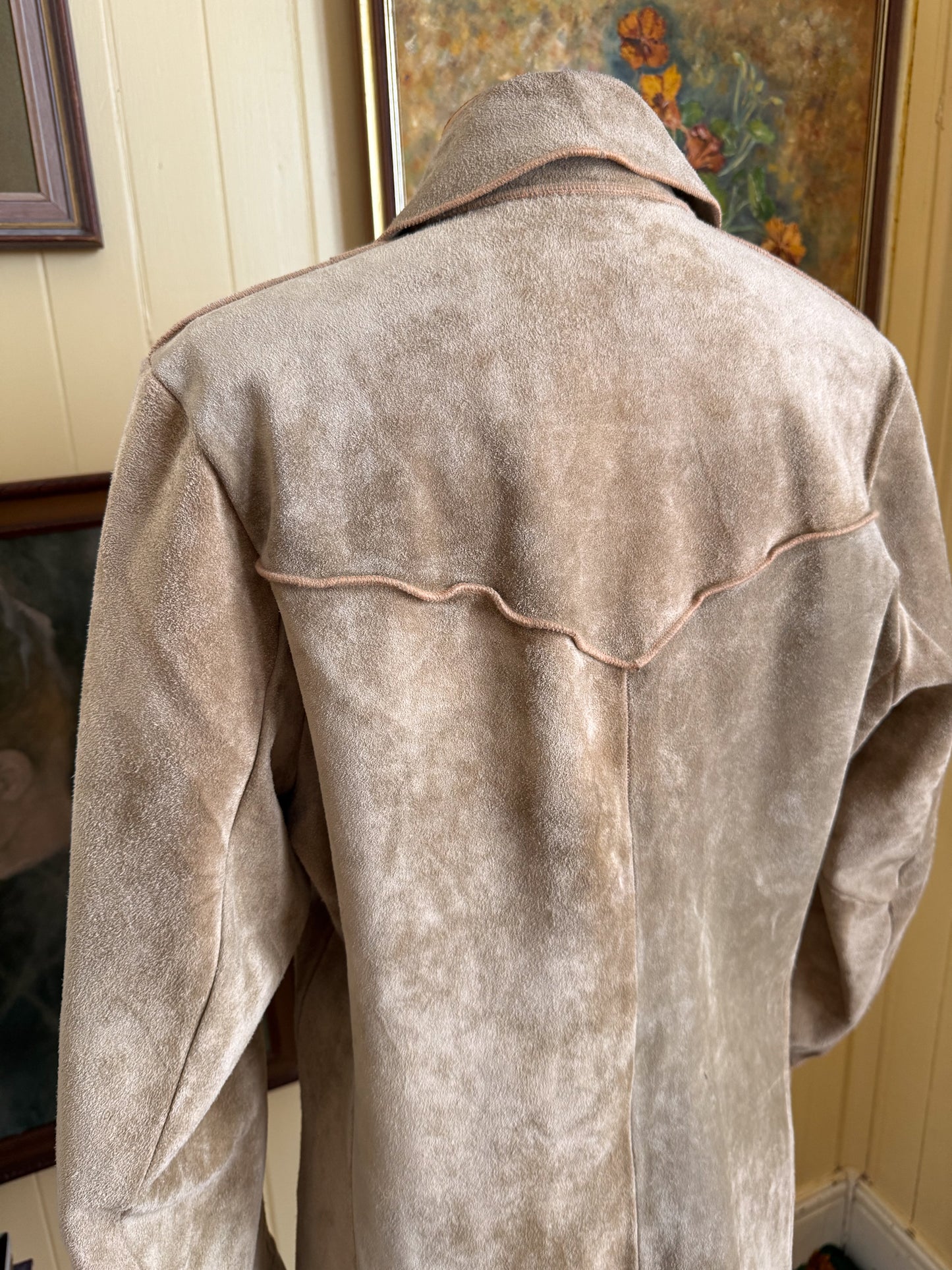 VINTAGE 1970S AUSTRALIAN STEED SUEDE LEATHER SHIRT JACKET S/M