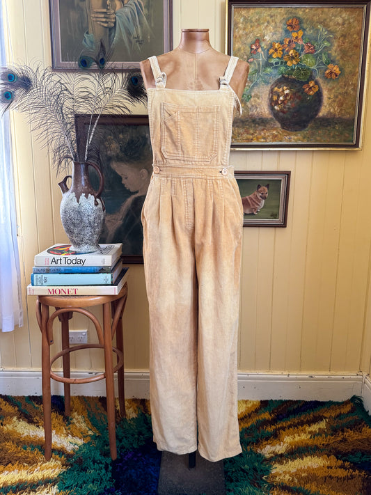 VINTAGE 1970S TIME COTTON CORDUROY TAPERED LEG DUNGAREES OVERALLS M