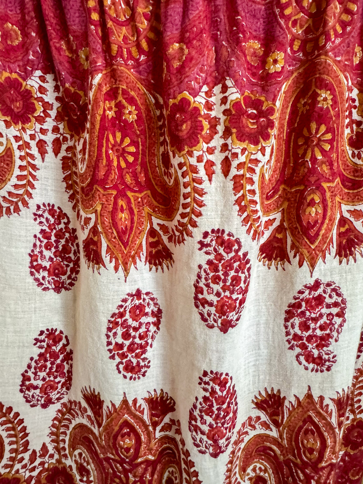 VINTAGE 1970S ANOKHI INDIAN COTTON PAISLEY PRINT PEASANT BLOUSE M