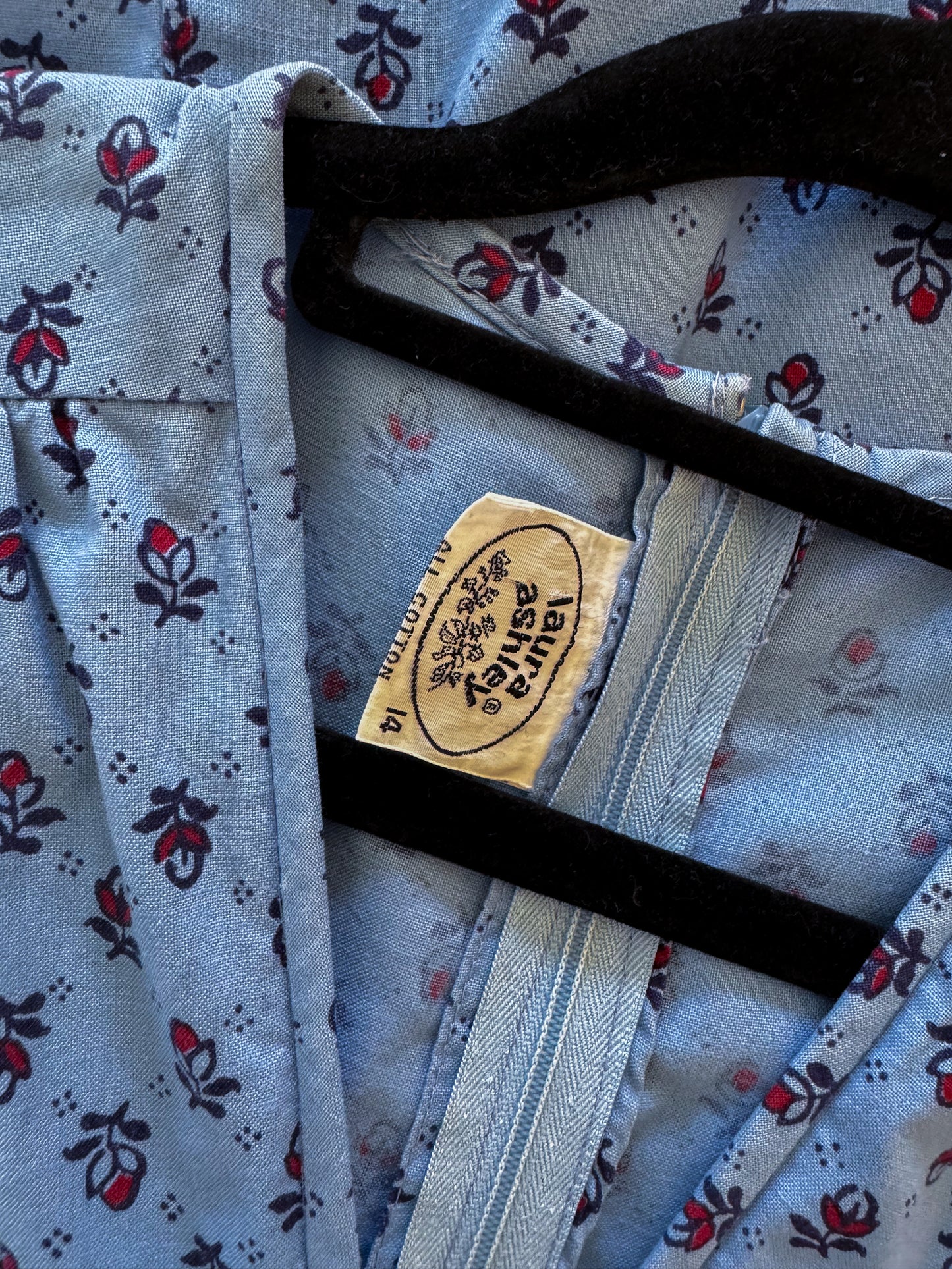 VINTAGE 1980S LAURA ASHLEY AUSTRALIAN COTTON FLORAL PRINT PRAIRIE DRESS M