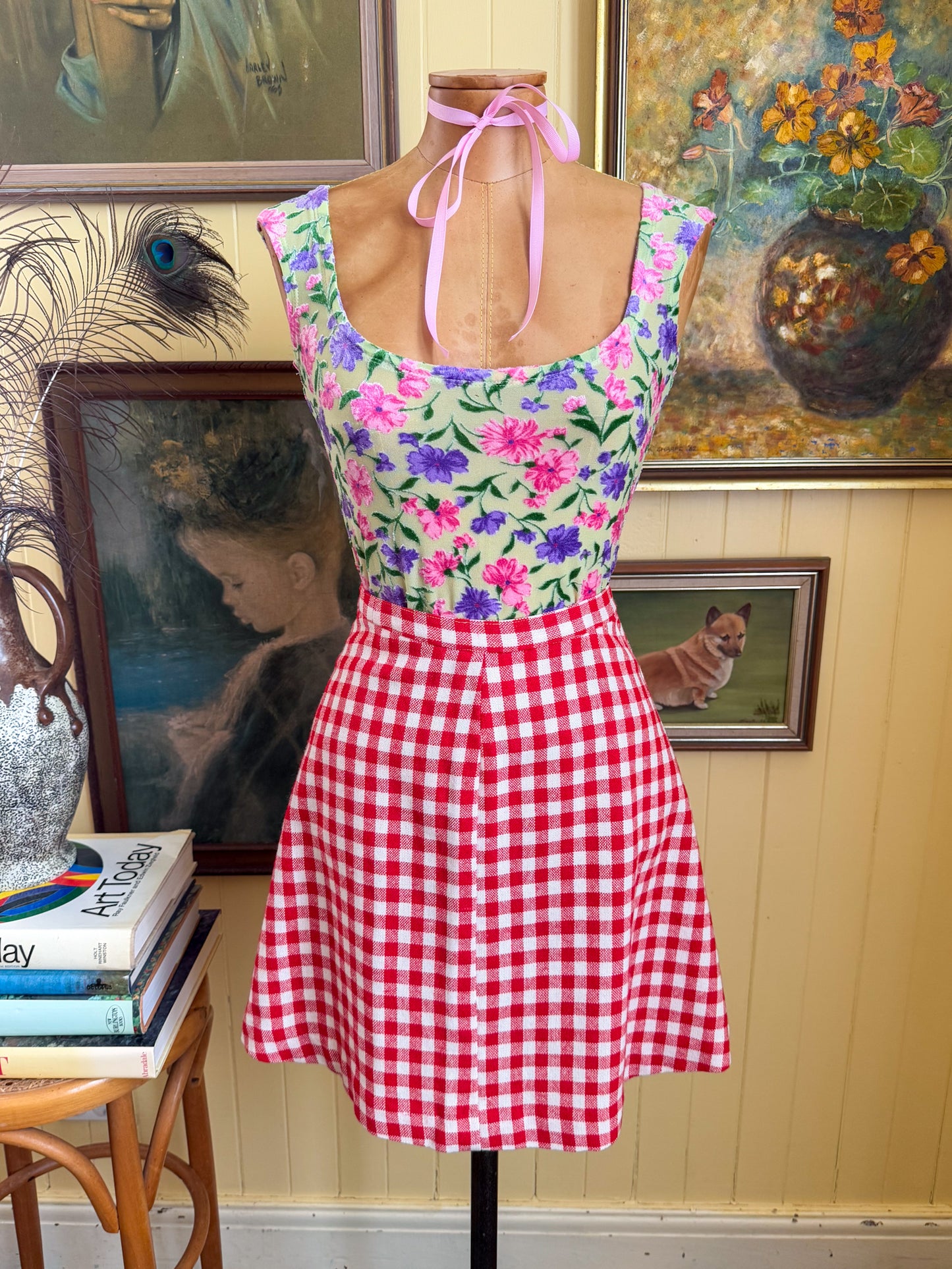 VINTAGE 1990S AUSTRALIAN PIERUCCI FLORAL VELVET BURNOUT TANK TOP S