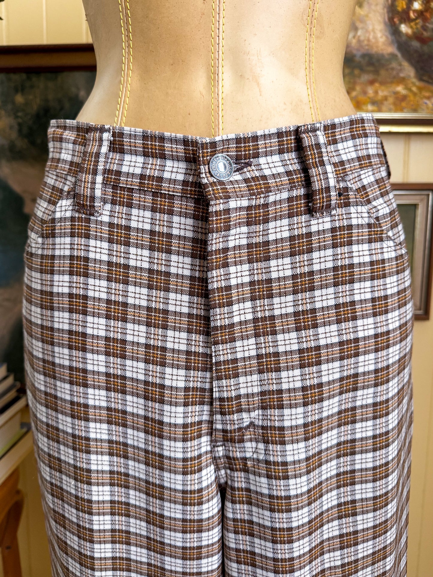 VINTAGE 1970S LEVI’S GENTLEMAN’S JEANS PLAID CHECK PANTS M/L