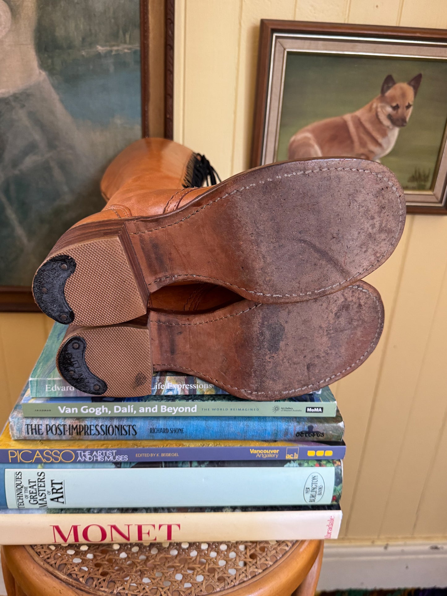 VINTAGE BORT CARLETON CAMPUS LEATHER KNEE HIGH LACE UP BOOTS 7.5/38