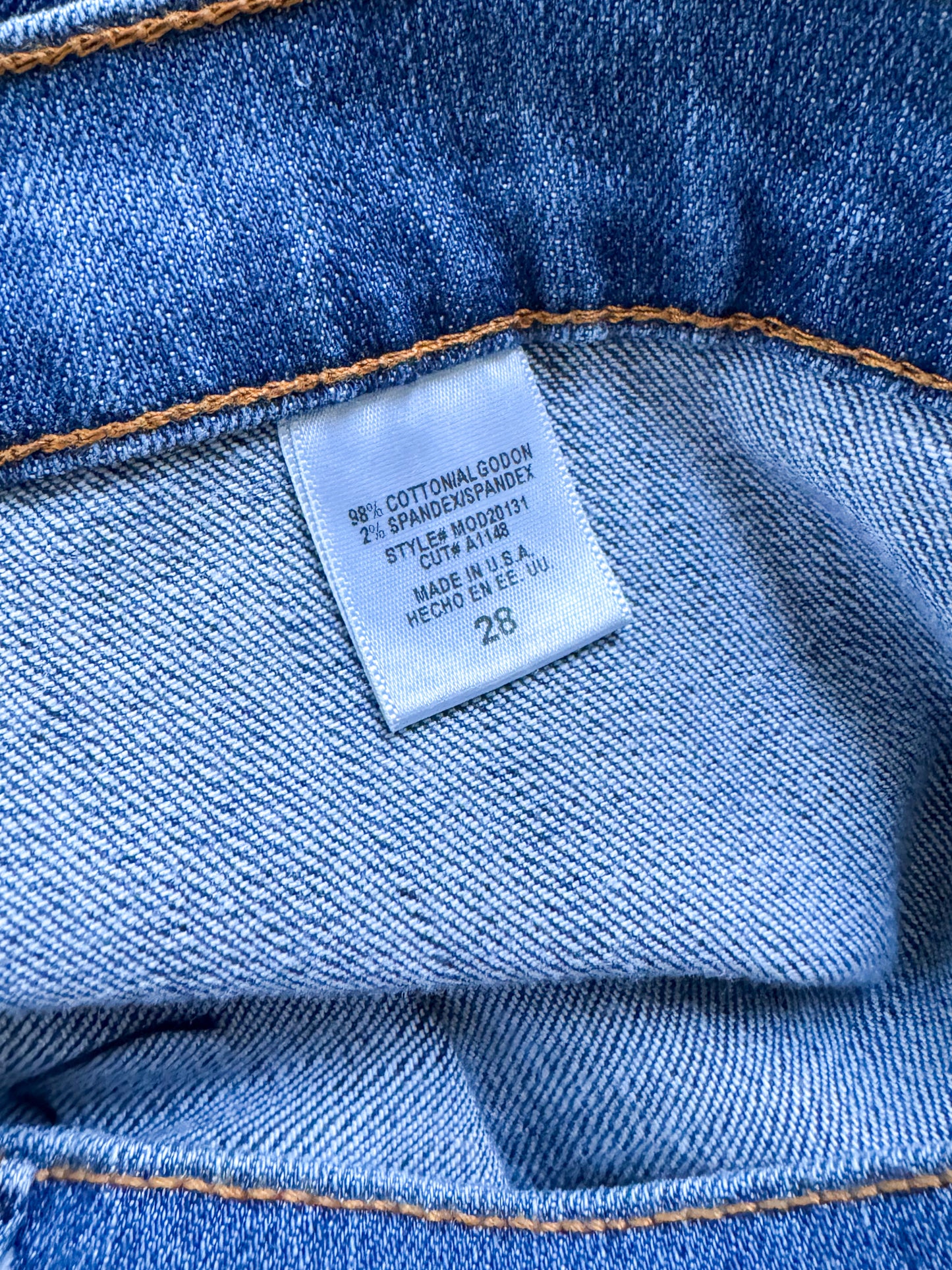 VINTAGE 1990S DOES 1970S USA FERVOUR HIGH WAIST RAINBOW STITCH DENIM FLARED JEANS M