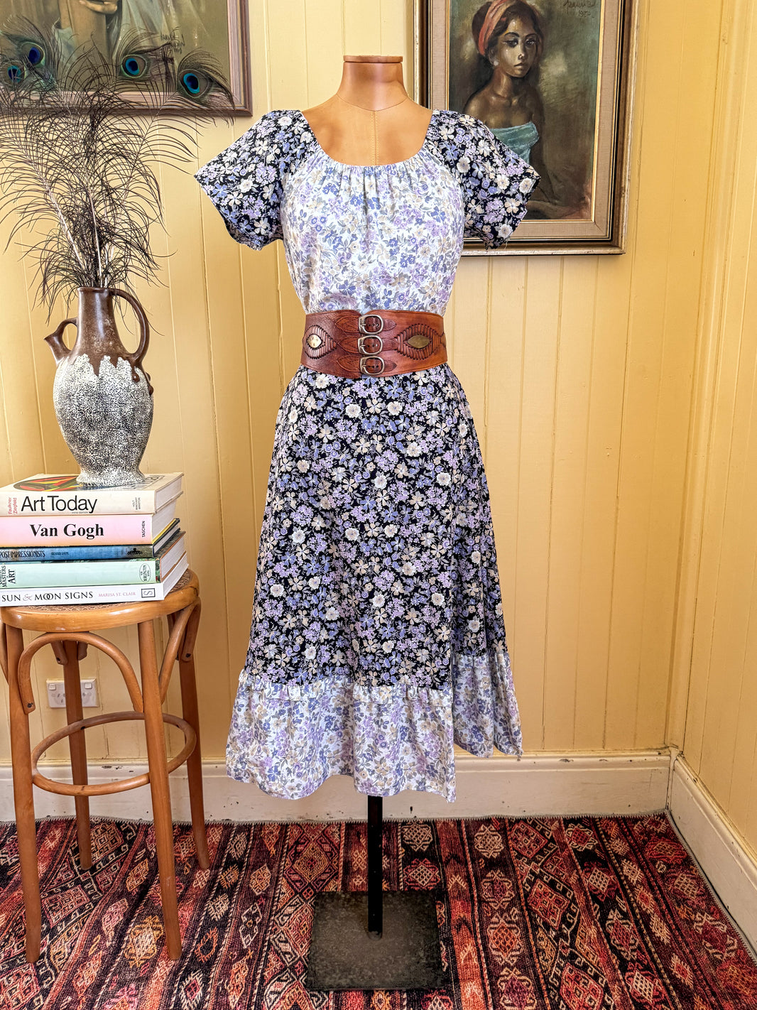 Dreamy Rare Wallis 1970s Fine Cotton Bohemian Maxi Dress
