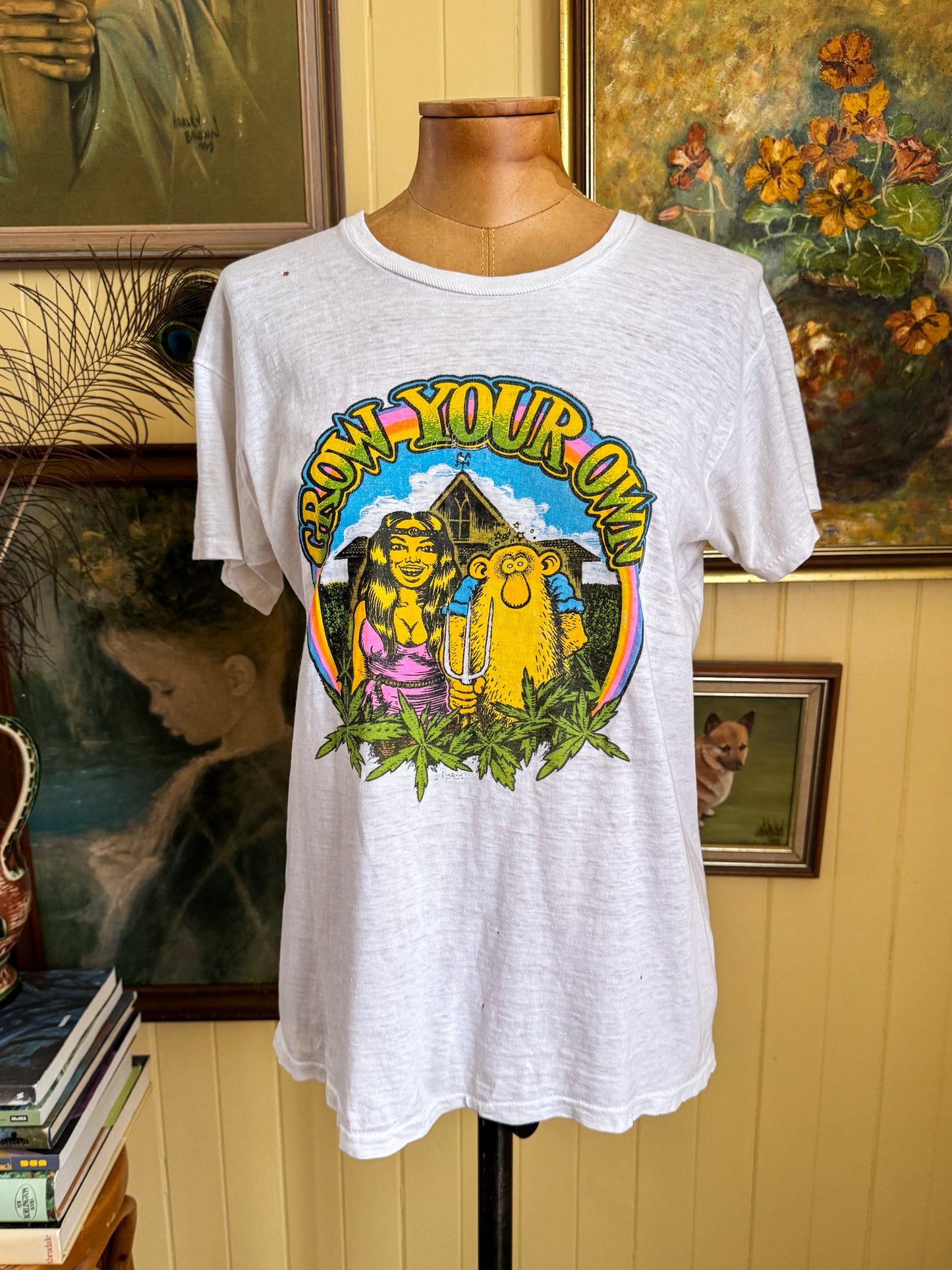 VINTAGE 1970S RARE ROBERT CRUMB “GROW YOUR OWN” PRINT SINGLE STITCH TSHIRT S/M