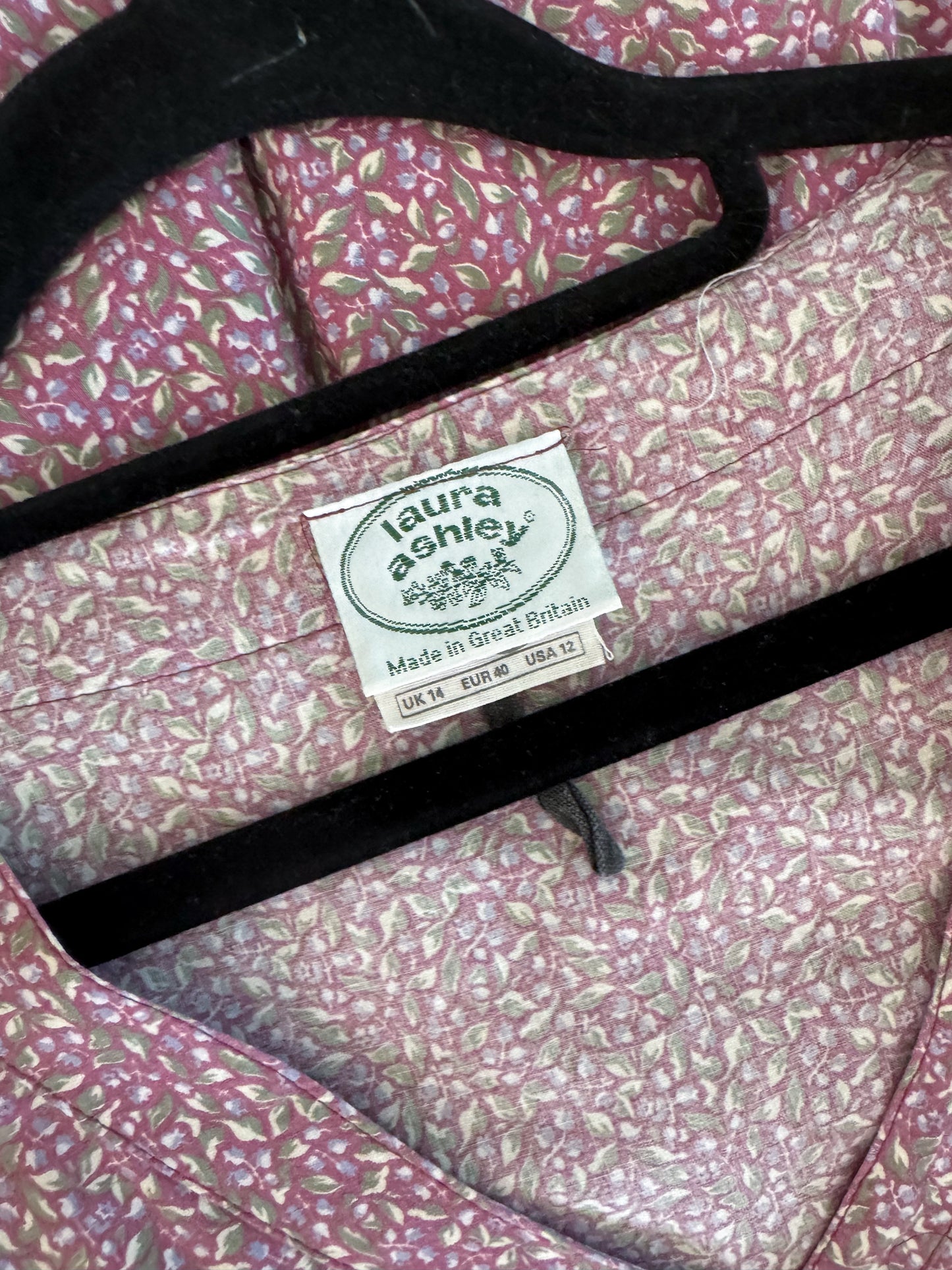 VINTAGE 1980S ENGLISH LAURA ASHLEY COTTON FLORAL PRINT PRAIRIE DRESS S/M