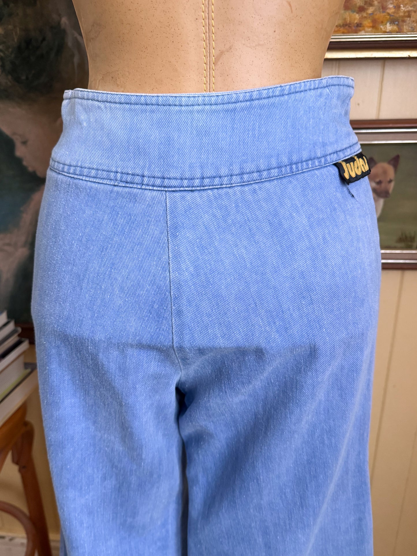 VINTAGE 1970S JUDAS HIGH WAIST BELLBOTTOM FLARE DENIM JEANS XS