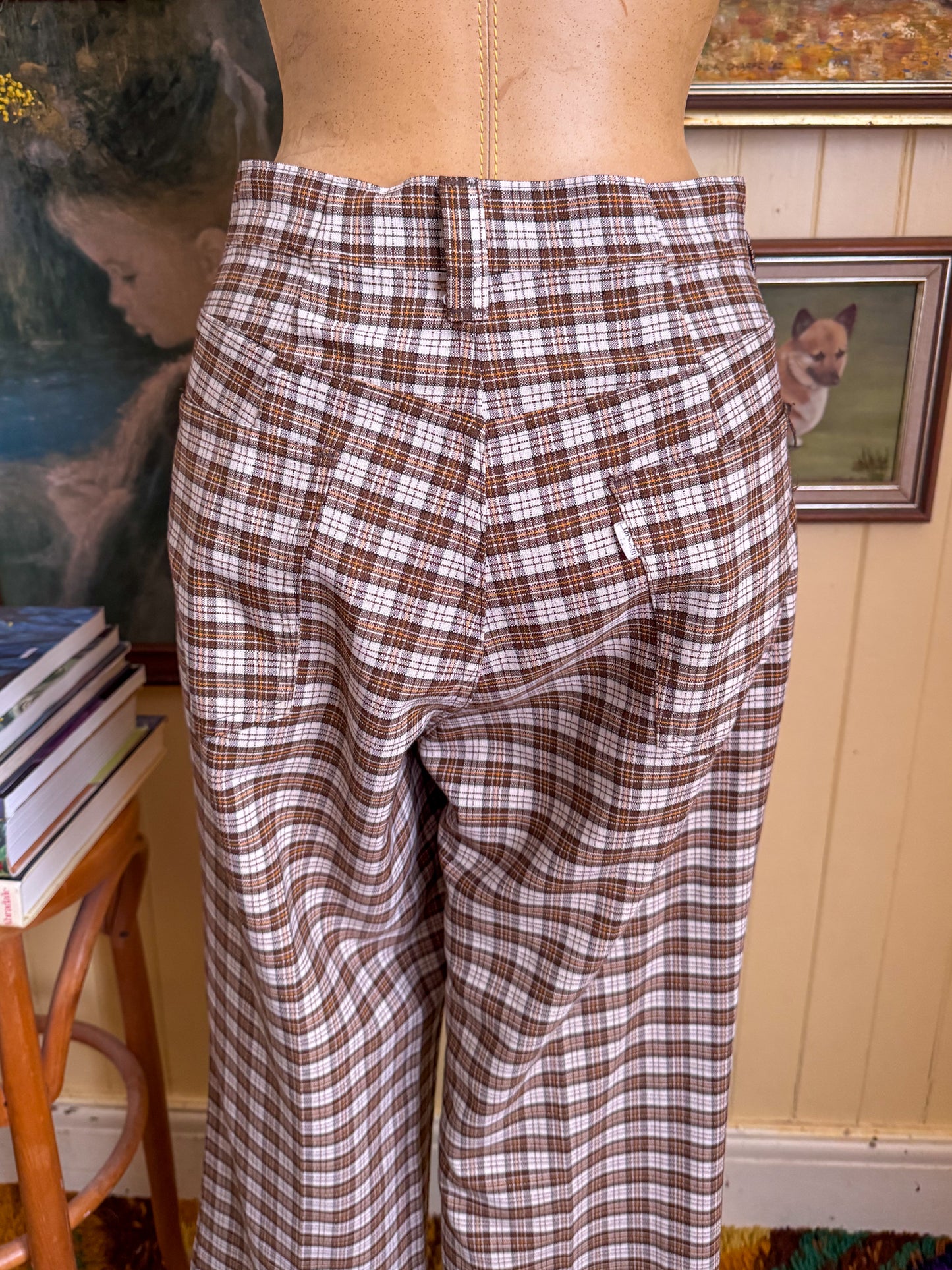VINTAGE 1970S LEVI’S GENTLEMAN’S JEANS PLAID CHECK PANTS M/L