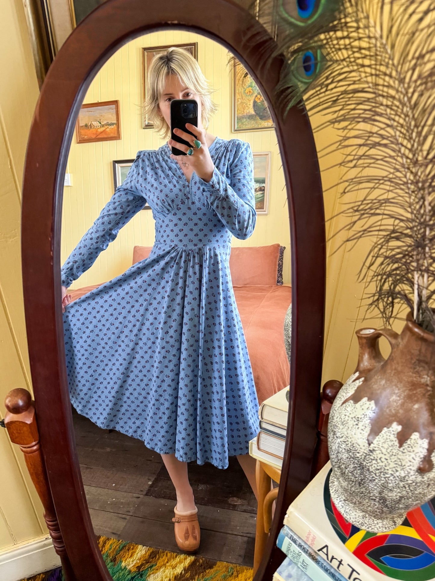 VINTAGE 1980S LAURA ASHLEY AUSTRALIAN COTTON FLORAL PRINT PRAIRIE DRESS M