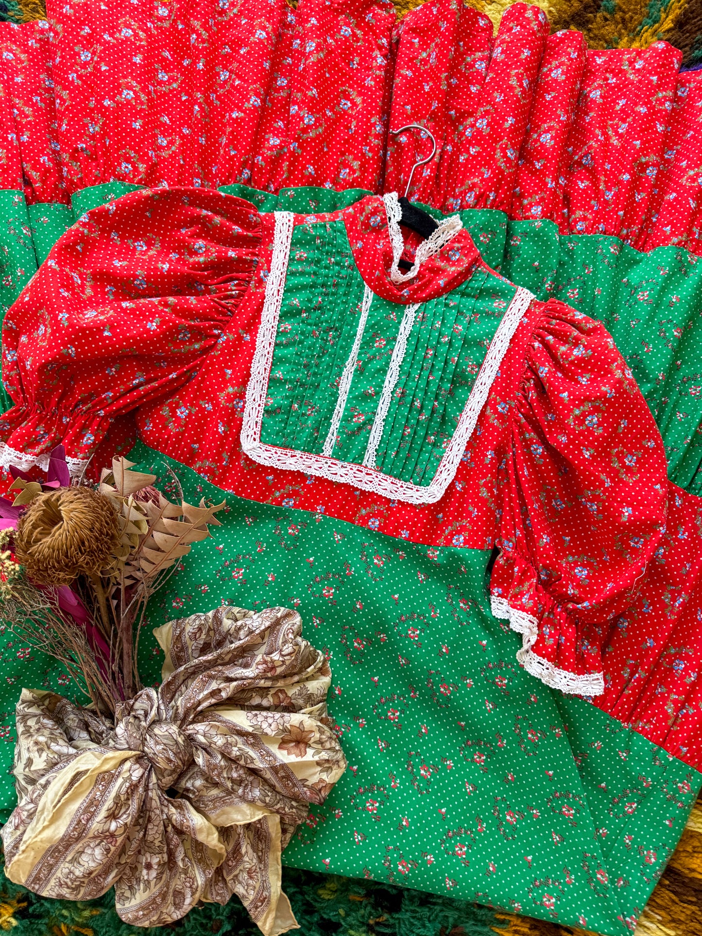 VINTAGE 1970S RARE AUSTRALIAN LAURA ASHLEY COTTON PRAIRIE MAXI DRESS S