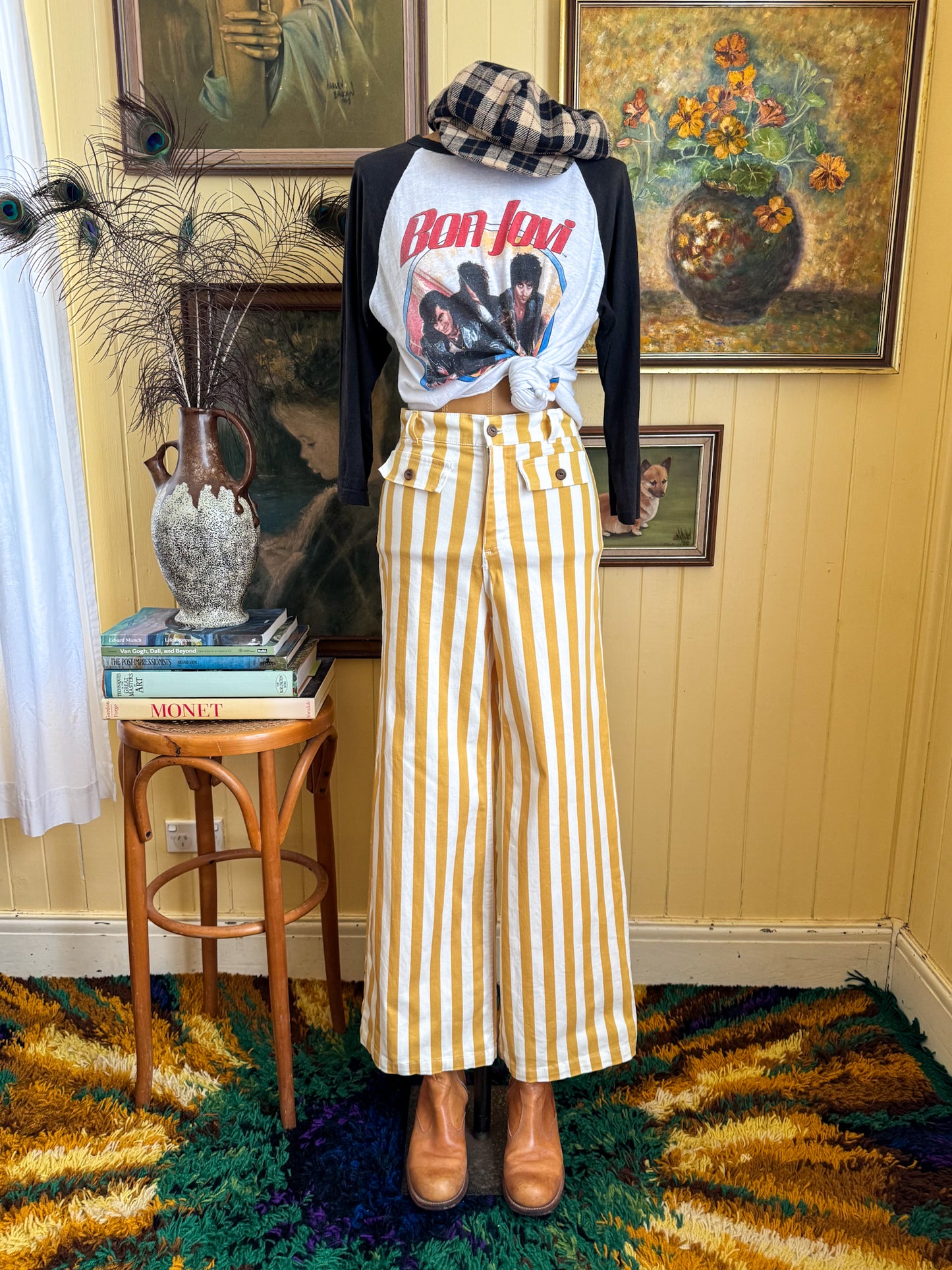 VINTAGE 1987 BON JOVI SLIPPERY WHEN WET WORLD TOUR PRINT RAGLAN TSHIRT L