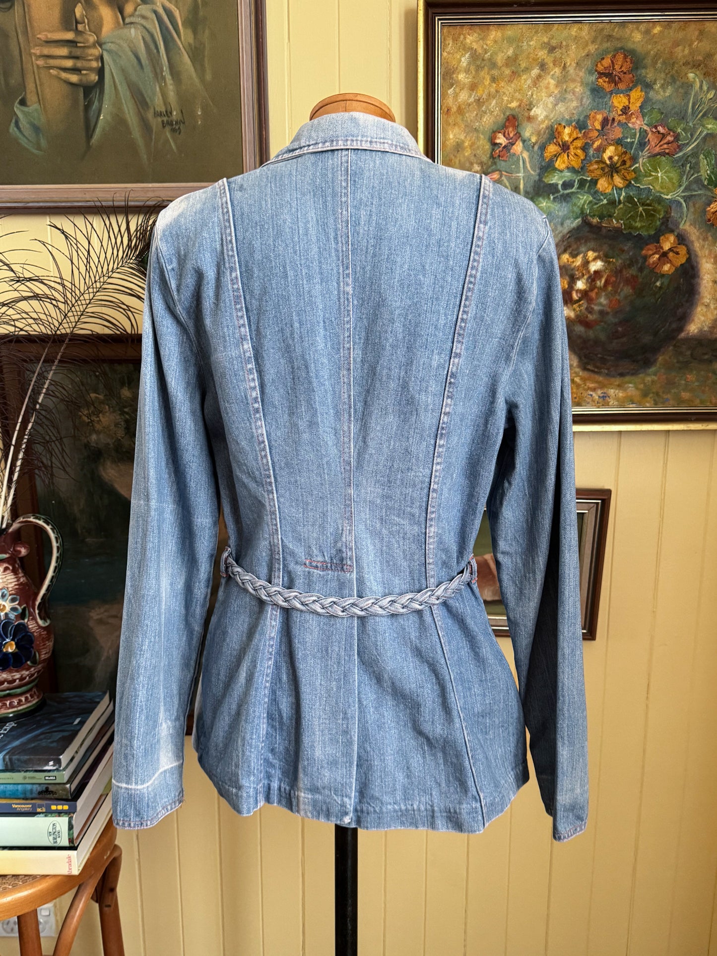 VINTAGE 1970S COLONIALS COTTON DENIM SAFARI SHIRT JACKET S/M