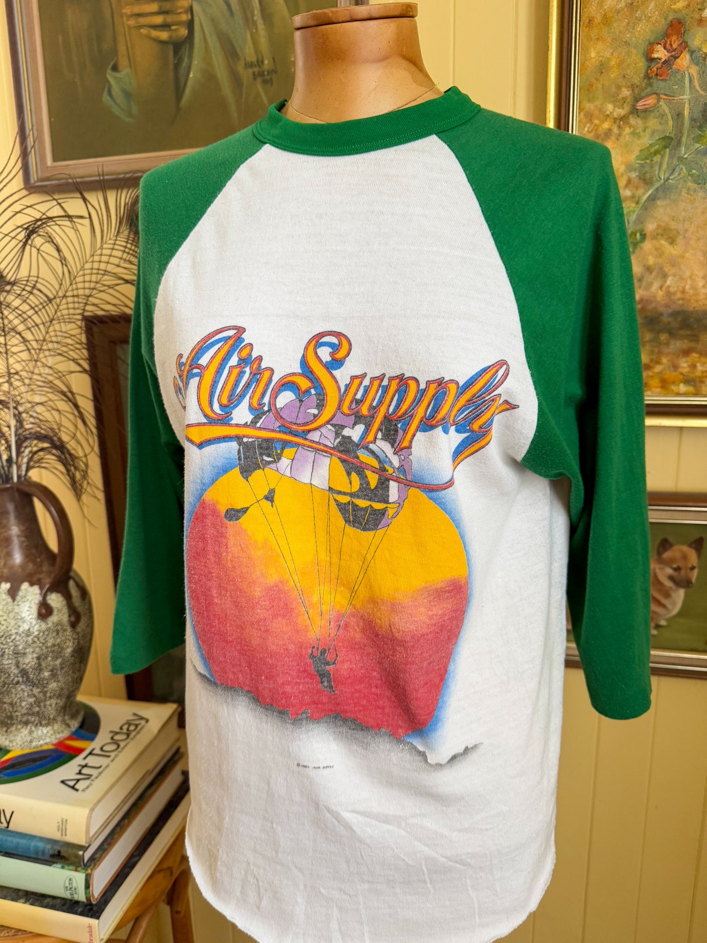 VINTAGE 1982 AIR SUPPLY WORLD TOUR PRINT RAGLAN TSHIRT L
